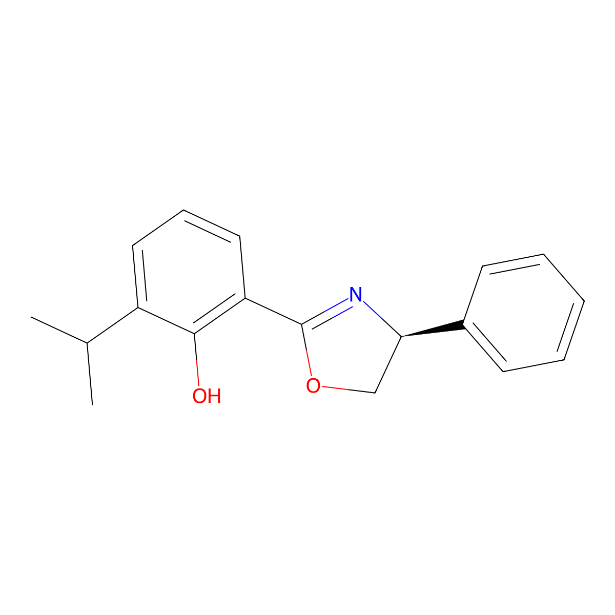 (S)-2-Isopropyl-6-(4-phenyl-4,5-dihydrooxazol-2-YL)phenol molecular structure, CAS 2988880-65-3