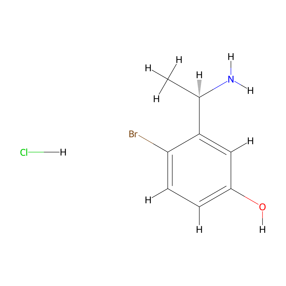 3-[(1R)-1-aminoethyl]-4-bromophenol hydrochloride molecular structure, CAS 2988959-68-6