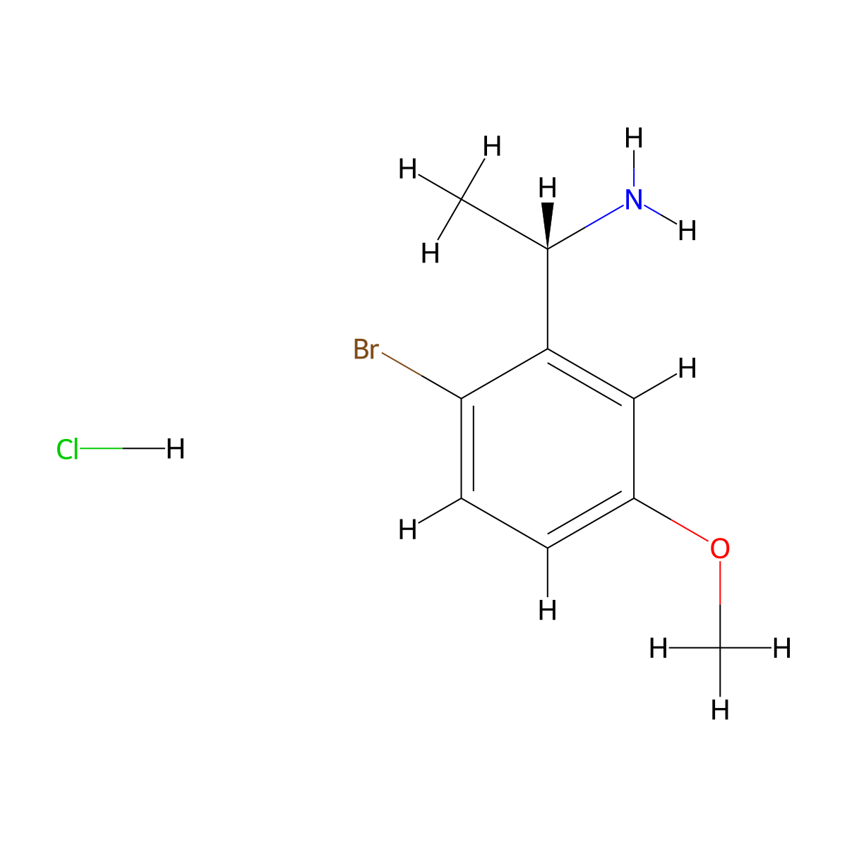 (1S)-1-(2-bromo-5-methoxyphenyl)ethan-1-amine hydrochloride molecular structure, CAS 2989011-40-5