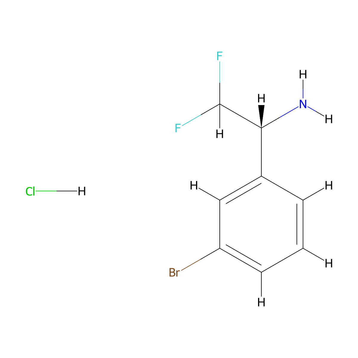 (R)-1-(3-Bromophenyl)-2,2-difluoroethanamine Hydrochloride molecular structure, CAS 2989057-62-5