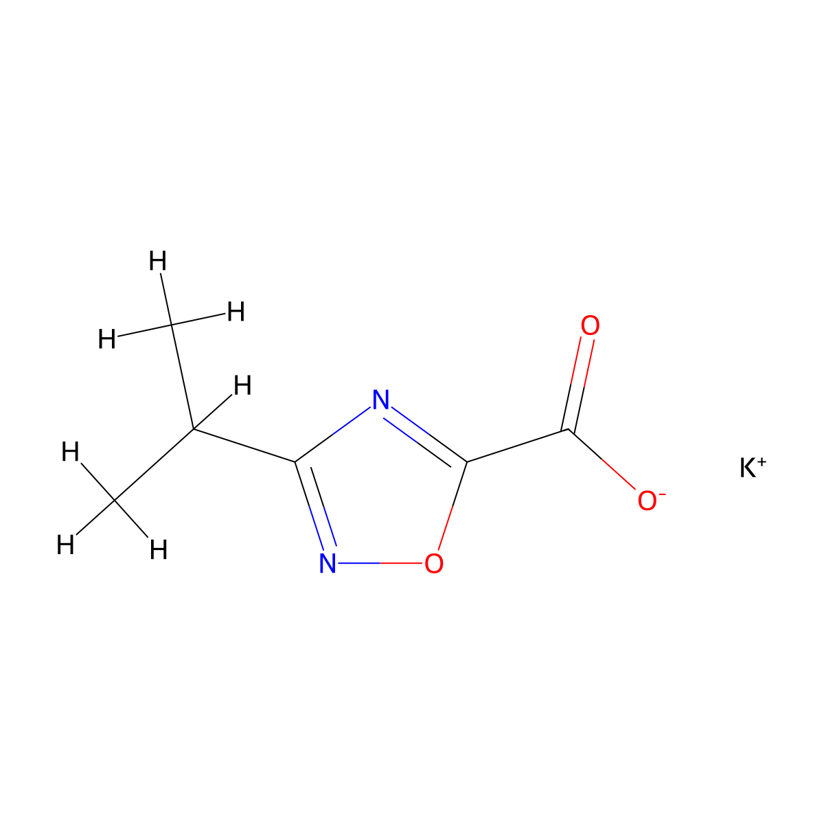 Potassium 3-(propan-2-yl)-1,2,4-oxadiazole-5-carboxylate molecular structure, CAS 2989073-51-8