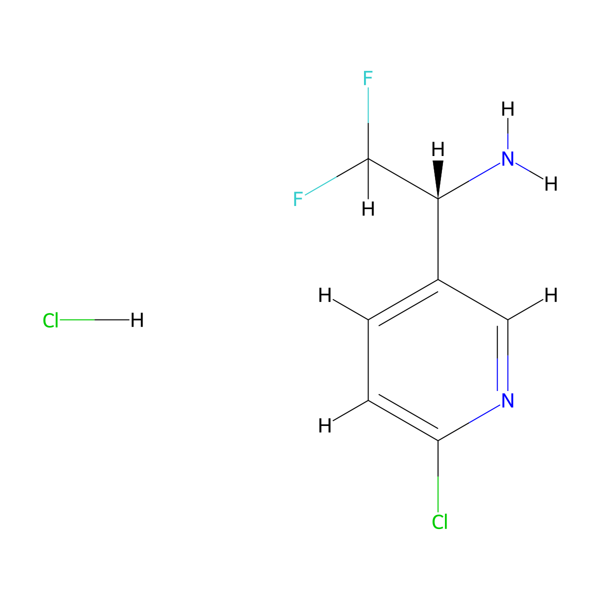 (R)-1-(6-Chloropyridin-3-YL)-2,2-difluoroethan-1-amine hydrochloride molecular structure, CAS 2989073-81-4