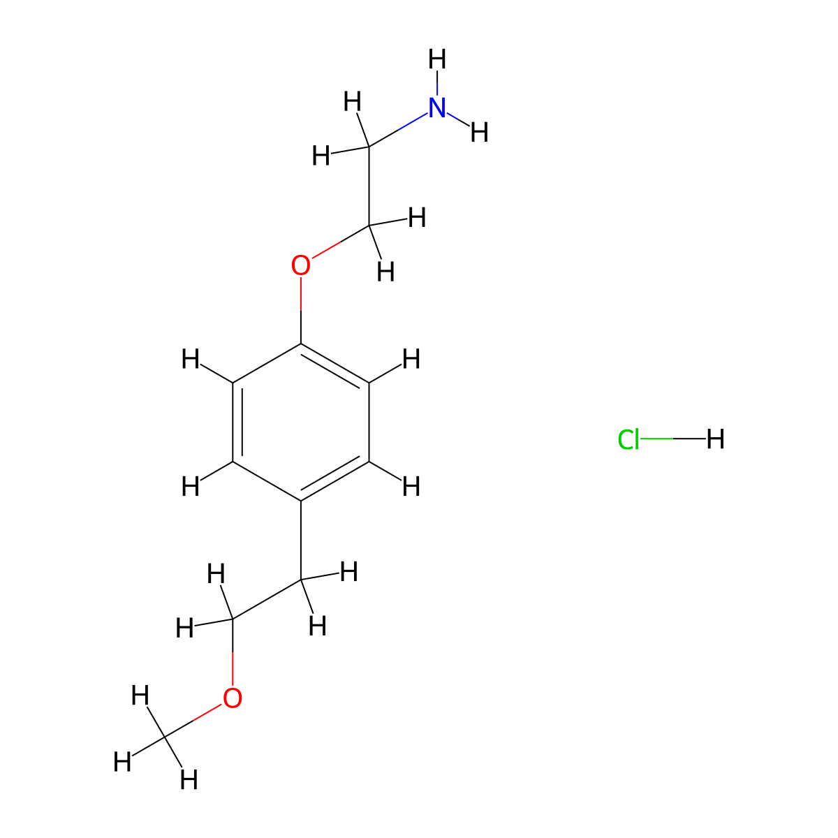 2-(4-(2-Methoxyethyl)phenoxy)ethanamine hydrochloride molecular structure, CAS 2989084-02-6