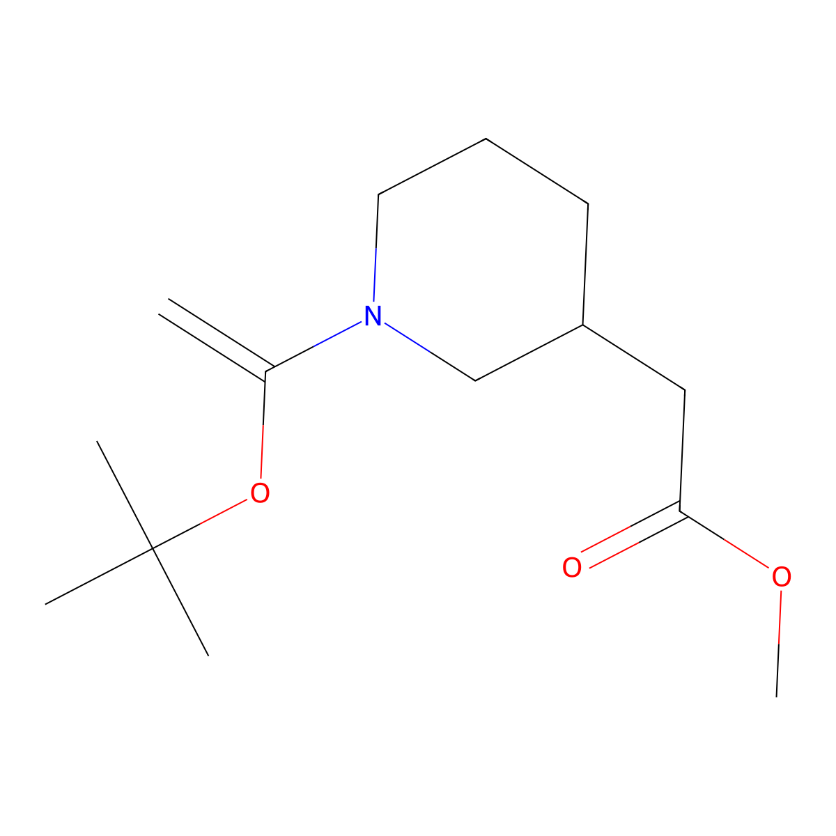 Methyl 2-{1-[1-(tert-butoxy)ethenyl]piperidin-3-yl}acetate molecular structure, CAS 2989156-37-6