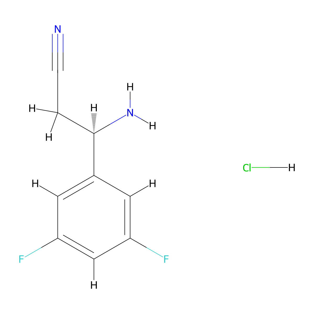 (R)-3-Amino-3-(3,5-difluorophenyl)propanenitrile hydrochloride molecular structure, CAS 2989174-08-3