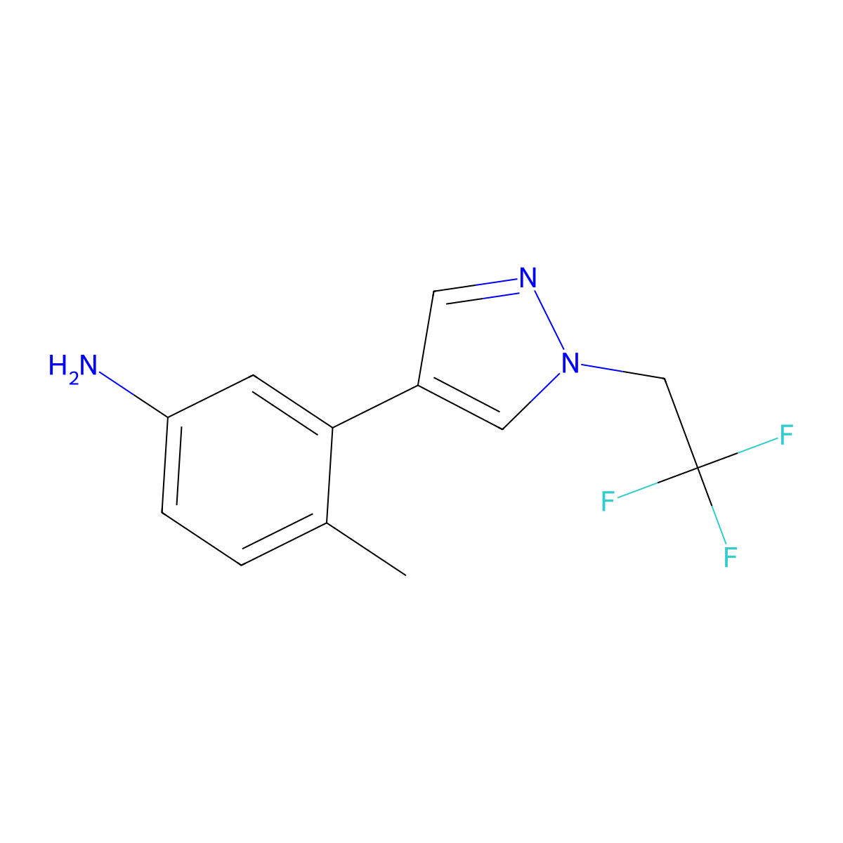 4-Methyl-3-(1-(2,2,2-trifluoroethyl)-1H-pyrazol-4-yl)aniline molecular structure, CAS 2989212-81-7