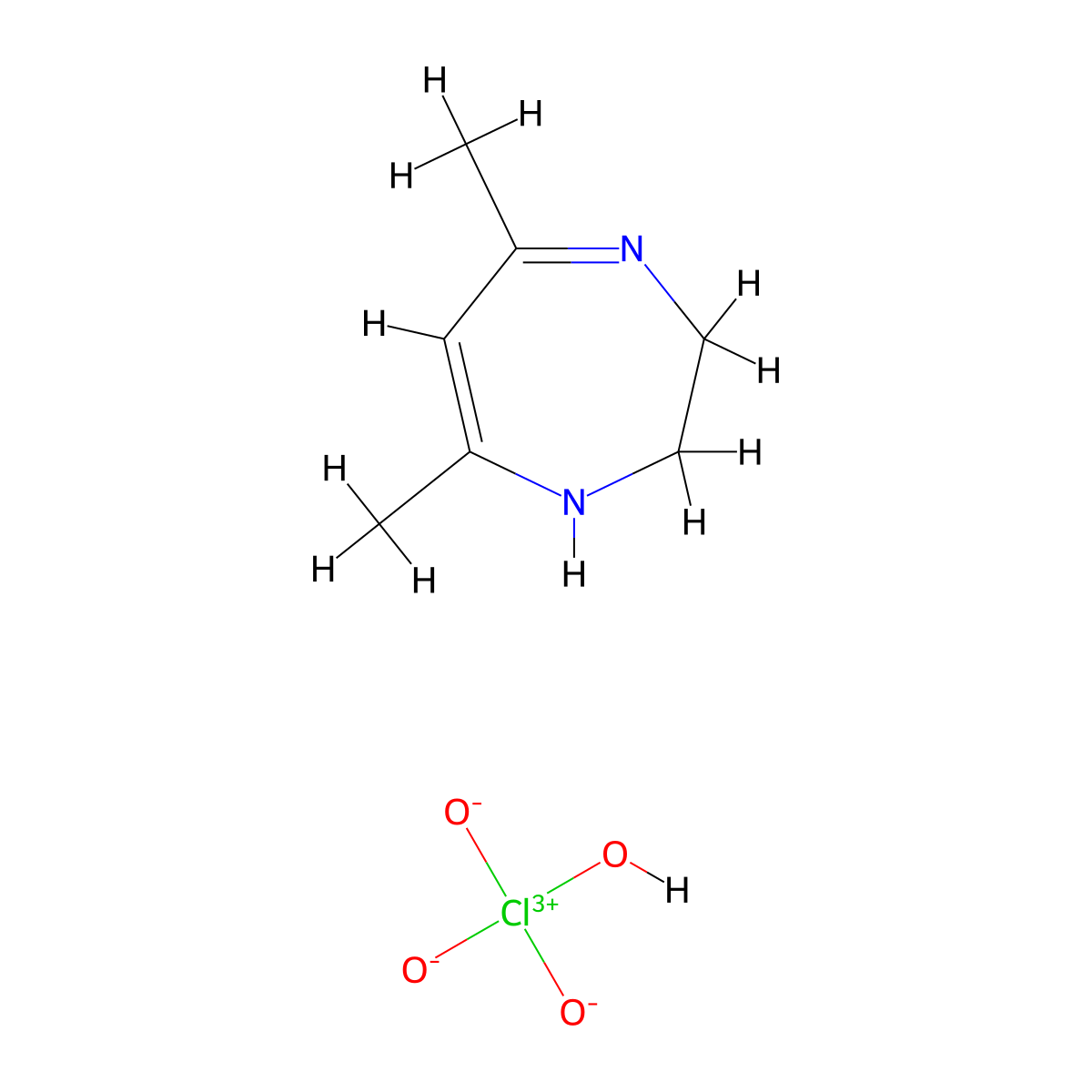 1H-1,4-Diazepine, 2,3-dihydro-5,7-dimethyl-, perchlorate (1:1) molecular structure, CAS 29893-12-7
