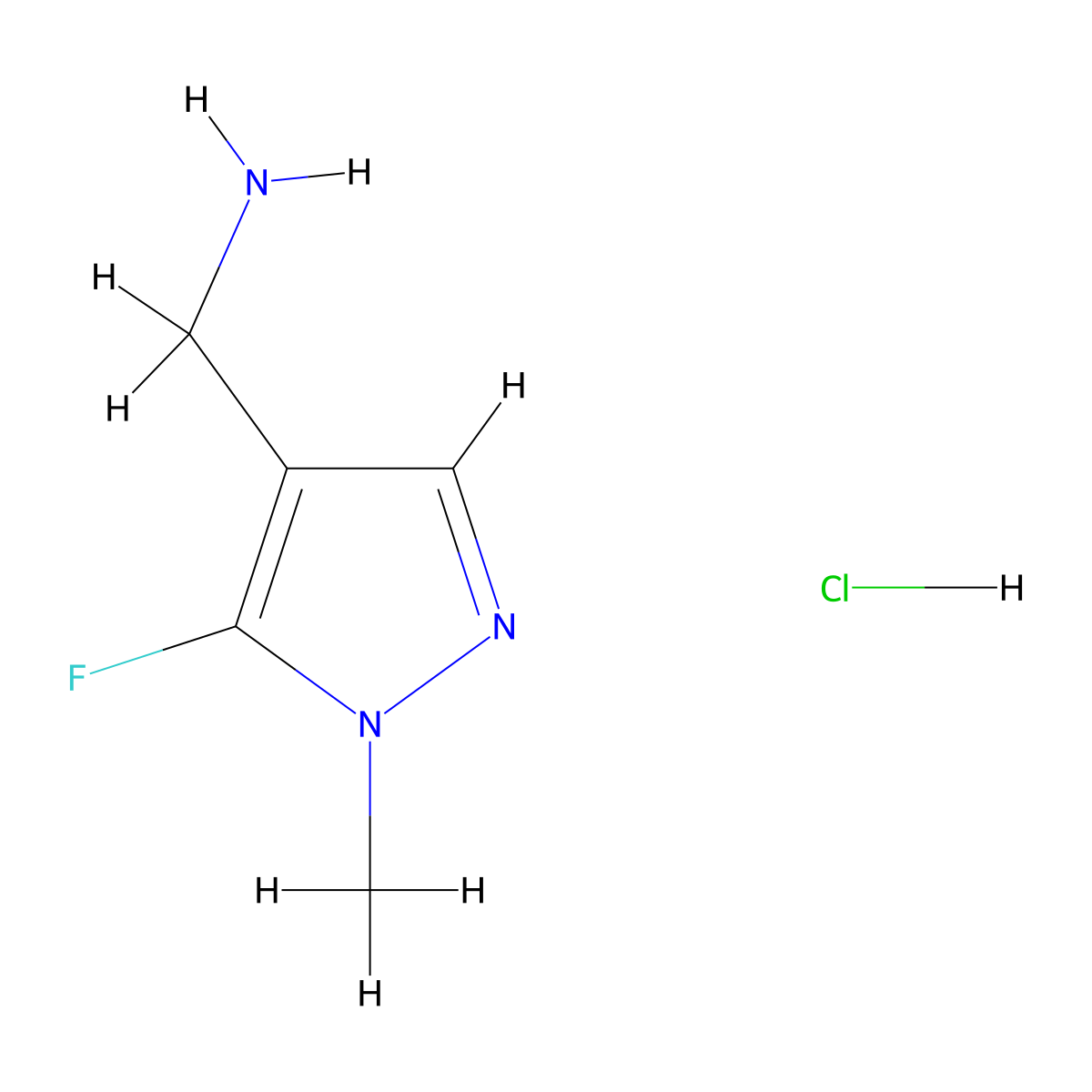 1-(5-Fluoro-1-methyl-1H-pyrazol-4-yl)methanamine HCl molecular structure, CAS 2989376-29-4