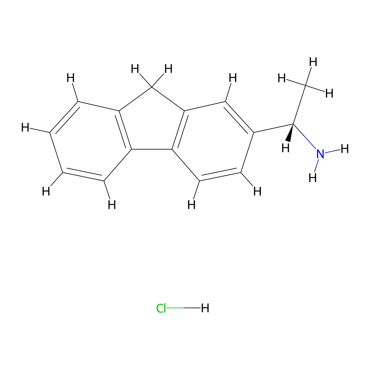 (S)-1-(9H-Fluoren-2-yl)ethan-1-amine hydrochloride molecular structure, CAS 2989412-95-3
