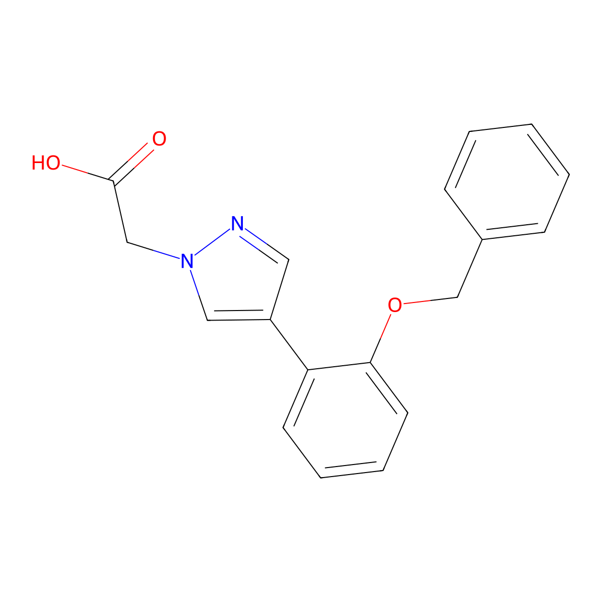 2-(4-(2-(Benzyloxy)phenyl)-1H-pyrazol-1-yl)acetic acid molecular structure, CAS 2989413-13-8