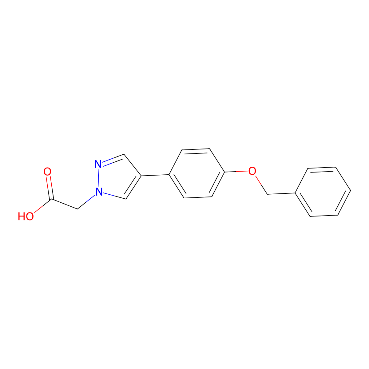 2-(4-(4-(Benzyloxy)phenyl)-1H-pyrazol-1-yl)acetic acid molecular structure, CAS 2989415-23-6
