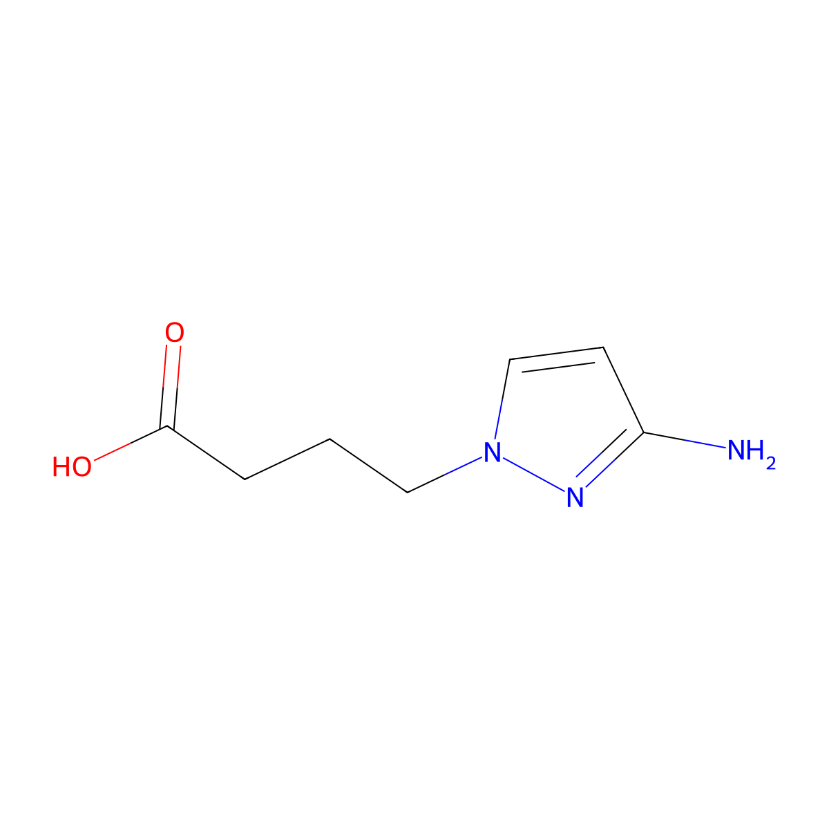 4-(3-amino-1H-pyrazol-1-yl)butanoic acid molecular structure, CAS 2989435-42-7