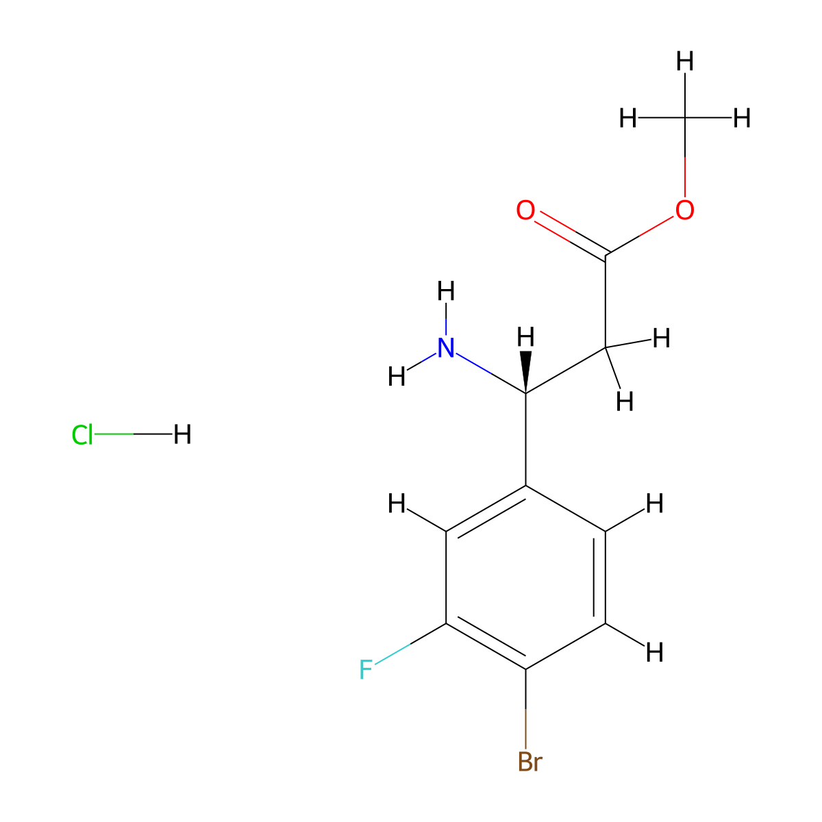 methyl (3R)-3-amino-3-(4-bromo-3-fluorophenyl)propanoate hydrochloride molecular structure, CAS 2989462-62-4