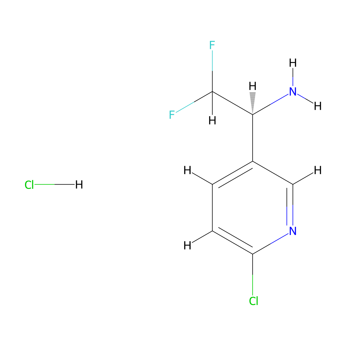 (S)-1-(6-Chloropyridin-3-YL)-2,2-difluoroethan-1-amine hydrochloride molecular structure, CAS 2989470-54-2
