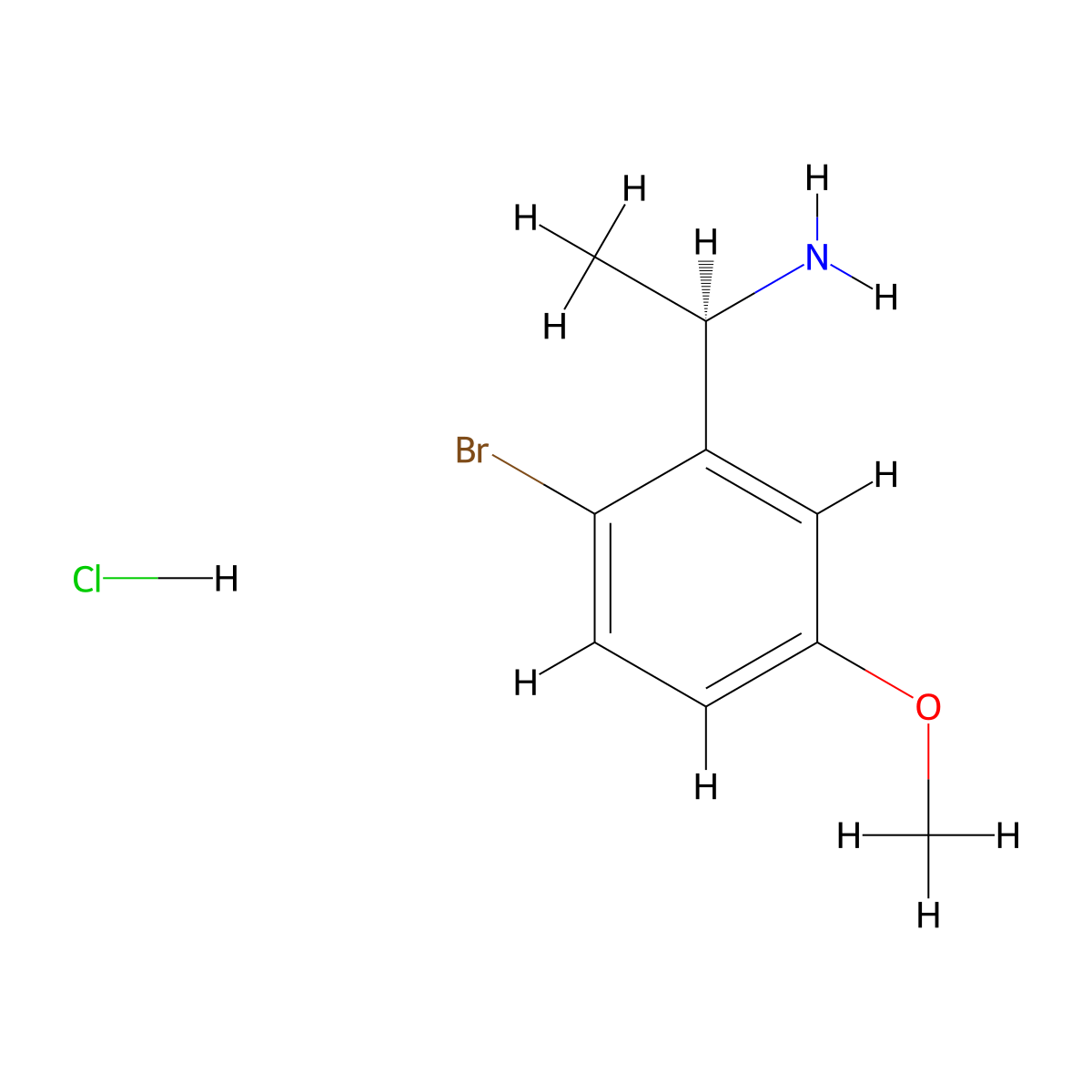 (1R)-1-(2-bromo-5-methoxyphenyl)ethan-1-amine hydrochloride molecular structure, CAS 2989521-50-6