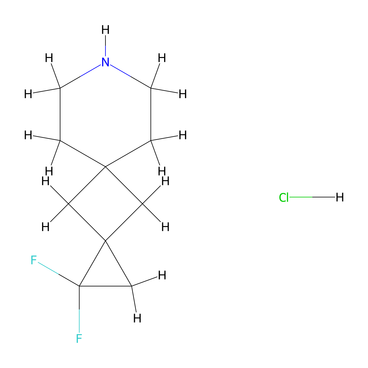 1,1-Difluoro-8-azadispiro[2.1.5^{5}.1^{3}]undecane hydrochloride molecular structure, CAS 2989706-19-4