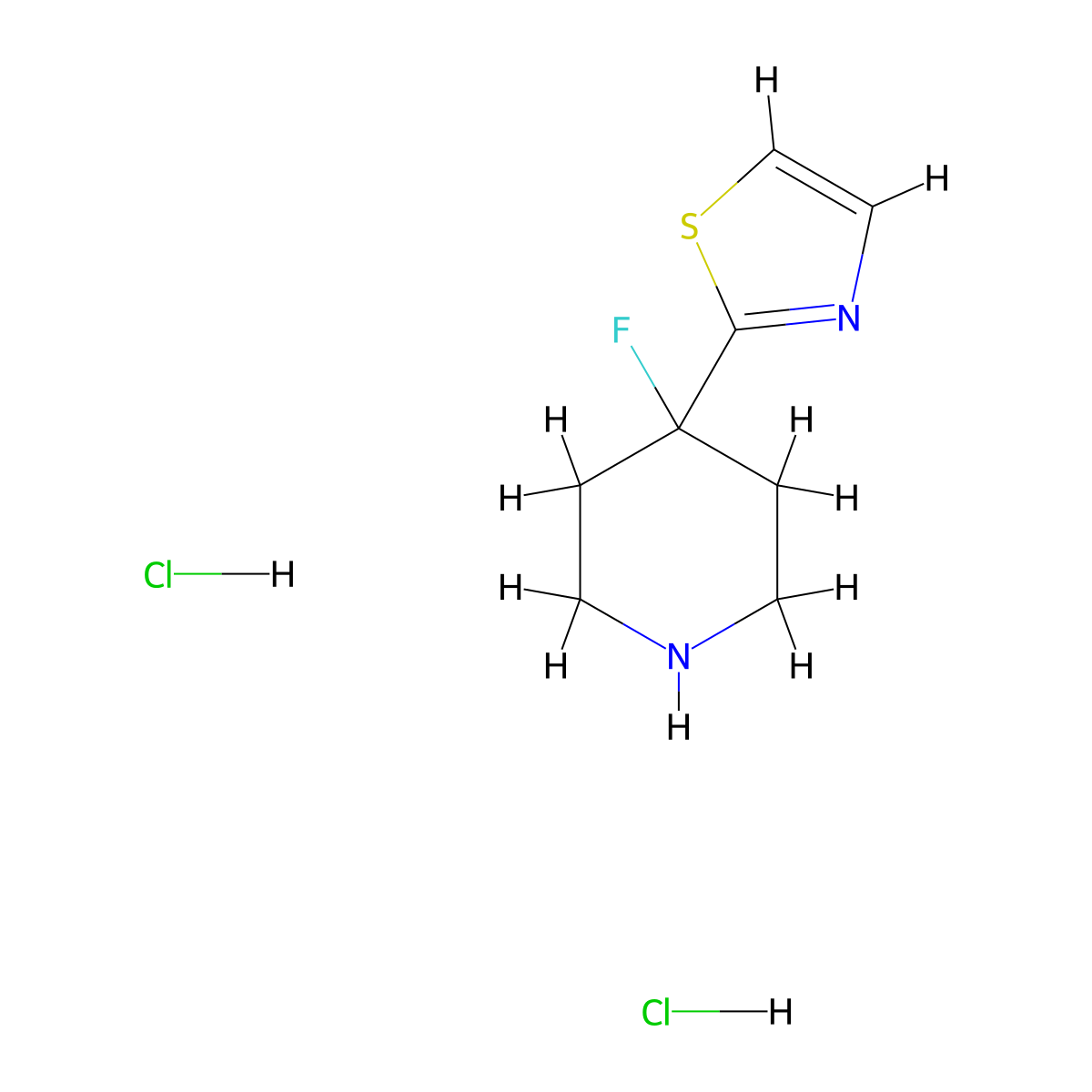 2-(4-Fluoropiperidin-4-YL)thiazole dihydrochloride molecular structure, CAS 2989752-55-6