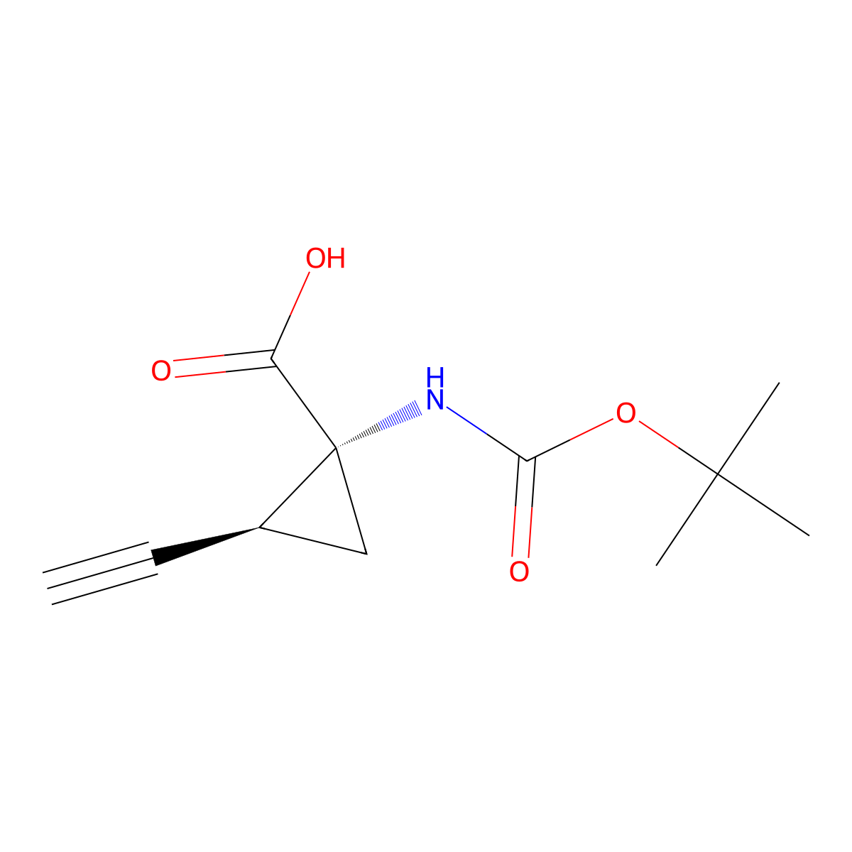 rac-(1R,2S)-1-{[(tert-butoxy)carbonyl]amino}-2-ethynylcyclopropane-1-carboxylic acid molecular structure, CAS 2989766-88-1