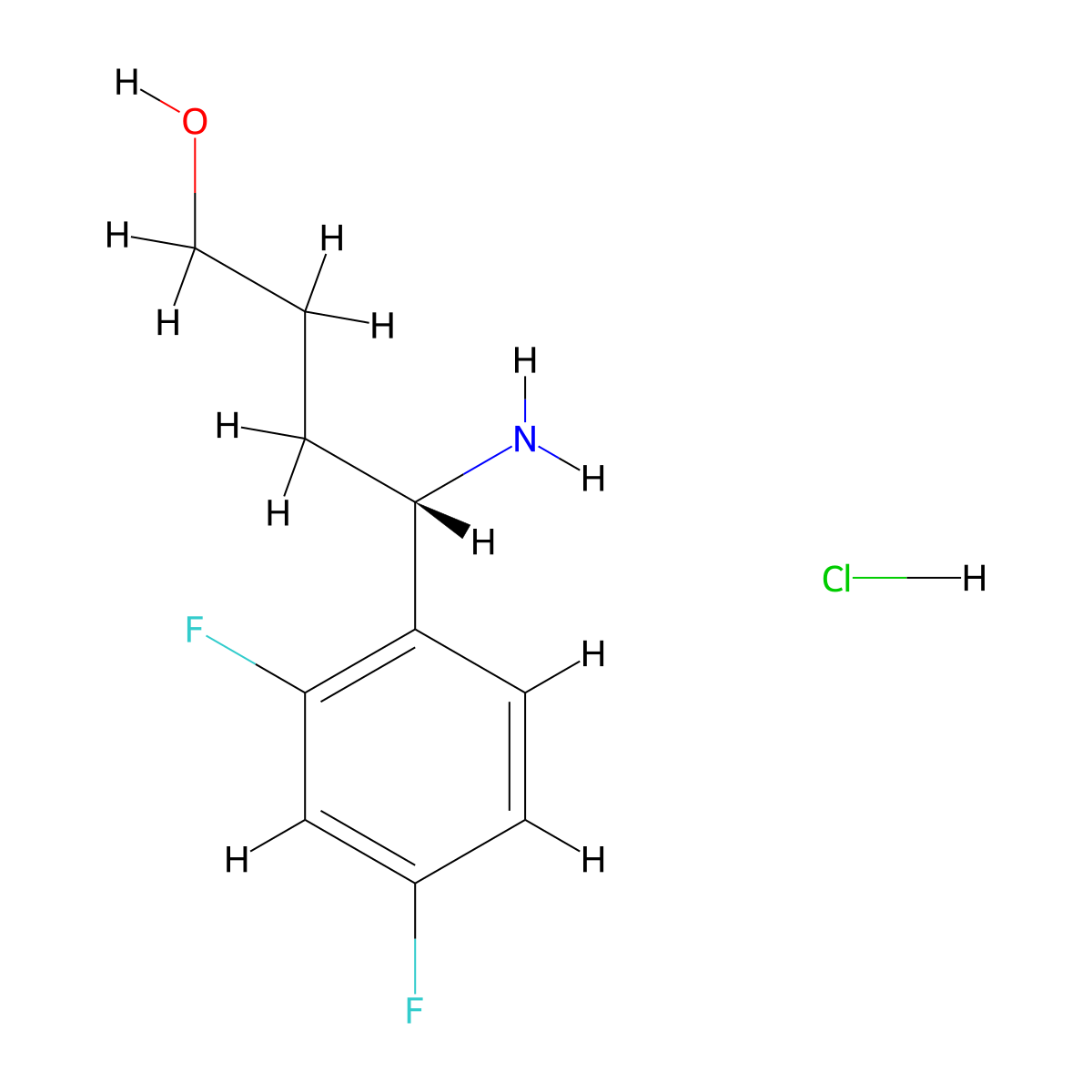(4S)-4-Amino-4-(2,4-difluorophenyl)butan-1-OL hydrochloride molecular structure, CAS 2989865-78-1
