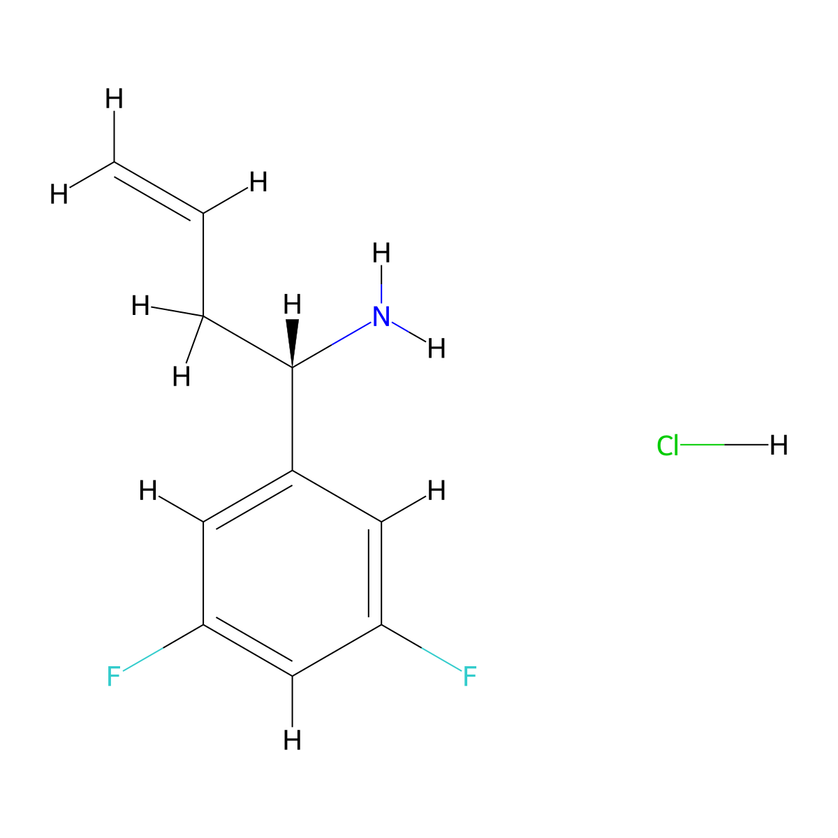 (S)-1-(3,5-Difluorophenyl)but-3-EN-1-amine hydrochloride molecular structure, CAS 2989879-90-3
