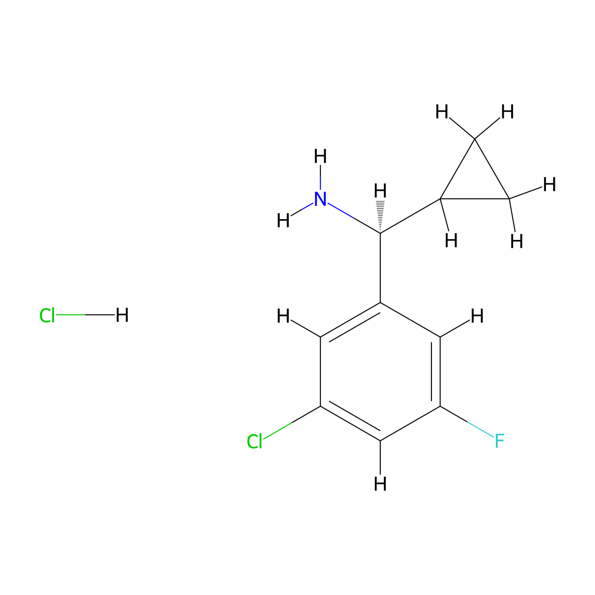 (S)-(3-Chloro-5-fluorophenyl)(cyclopropyl)methanamine hydrochloride molecular structure, CAS 2989880-06-8