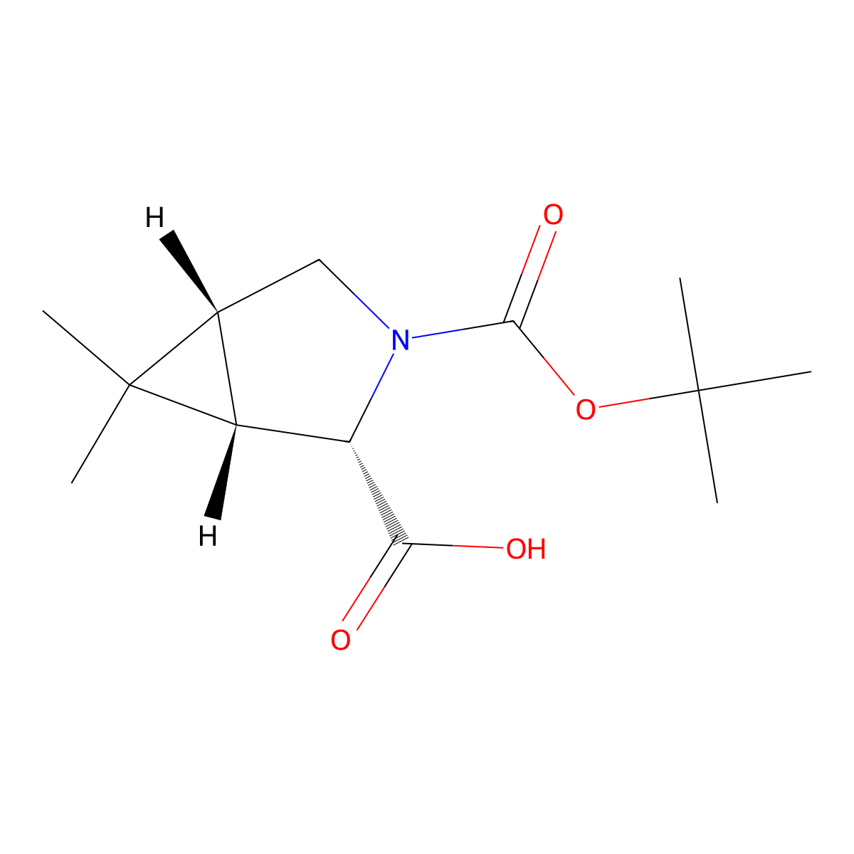 (1S,2S,5R)-3-(tert-Butoxycarbonyl)-6,6-dimethyl-3-azabicyclo[3.1.0]hexane-2-carboxylic acid molecular structure, CAS 2989917-82-8