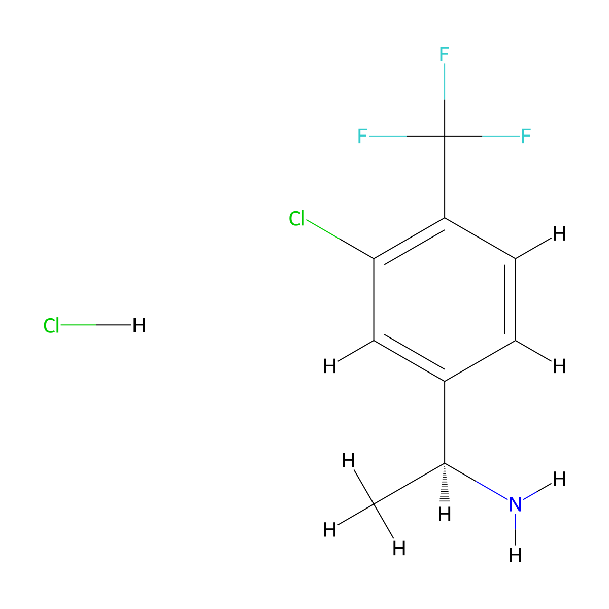 (S)-1-(3-Chloro-4-(trifluoromethyl)phenyl)ethan-1-amine hydrochloride molecular structure, CAS 2989950-27-6