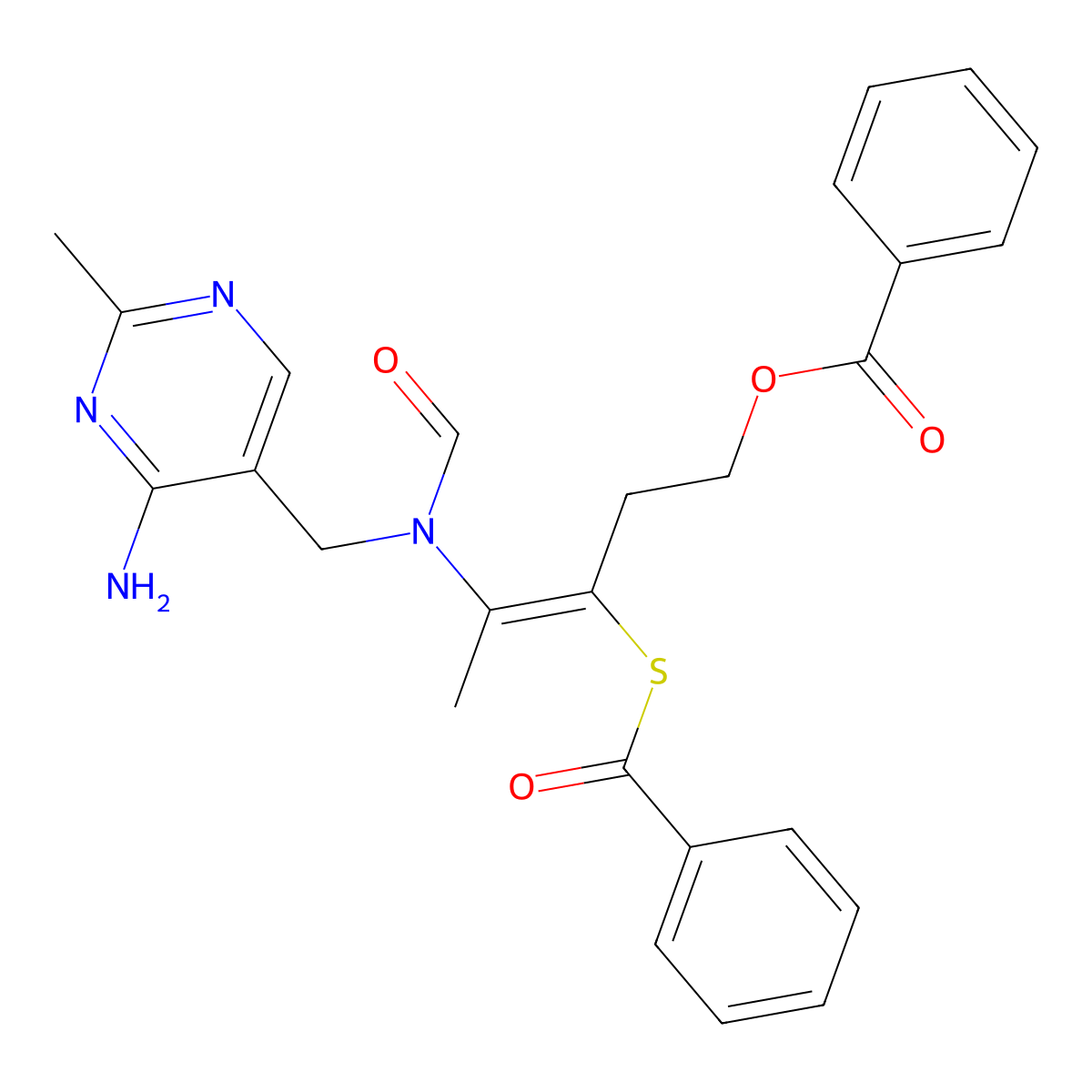 [(E)-4-[(4-amino-2-methylpyrimidin-5-yl)methyl-formylamino]-3-benzoylsulfanylpent-3-enyl] benzoate molecular structure, CAS 299-88-7