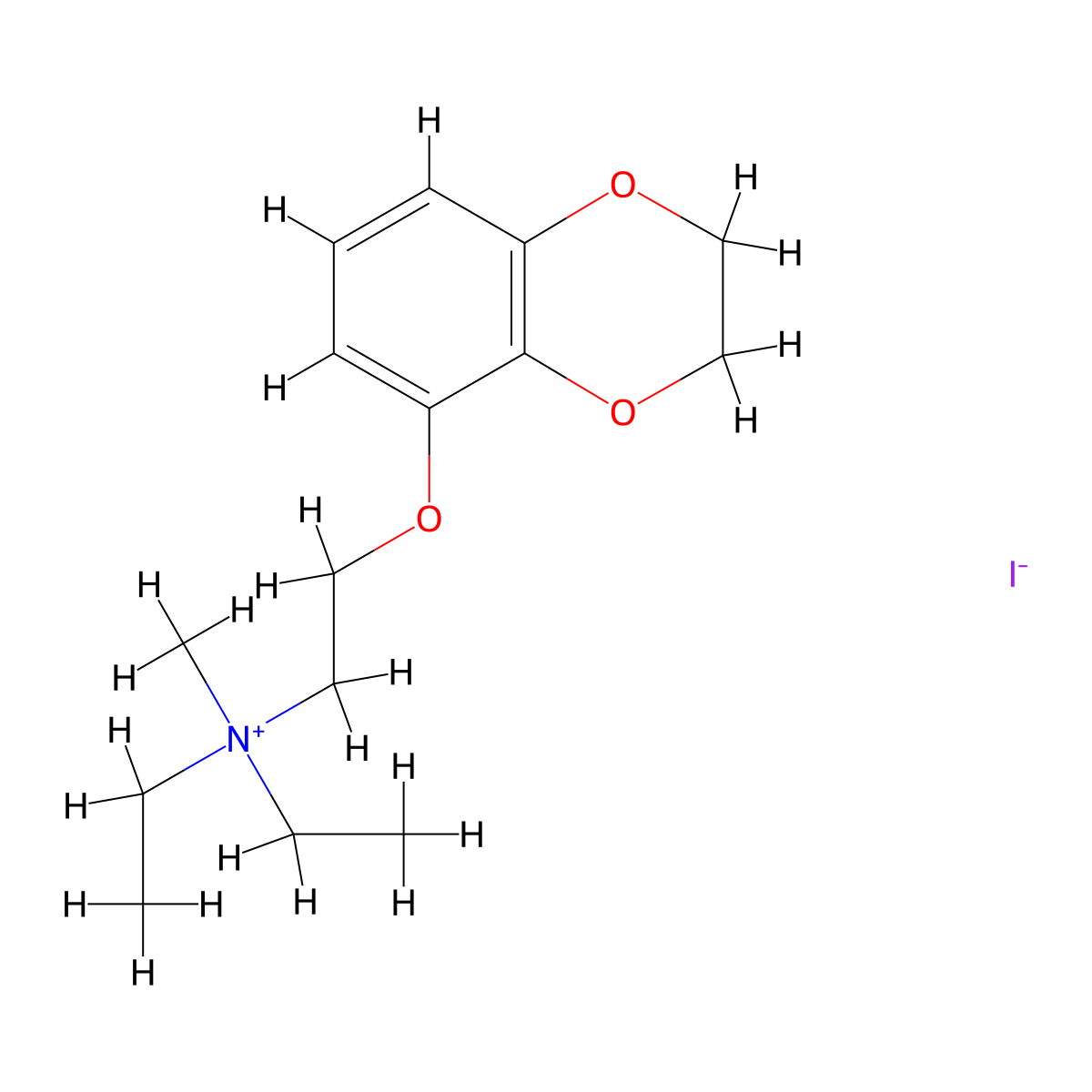 Ammonium, (2-(1,4-benzodioxan-5-yloxy)ethyl)diethylmethyl-, iodide molecular structure, CAS 2990-37-6