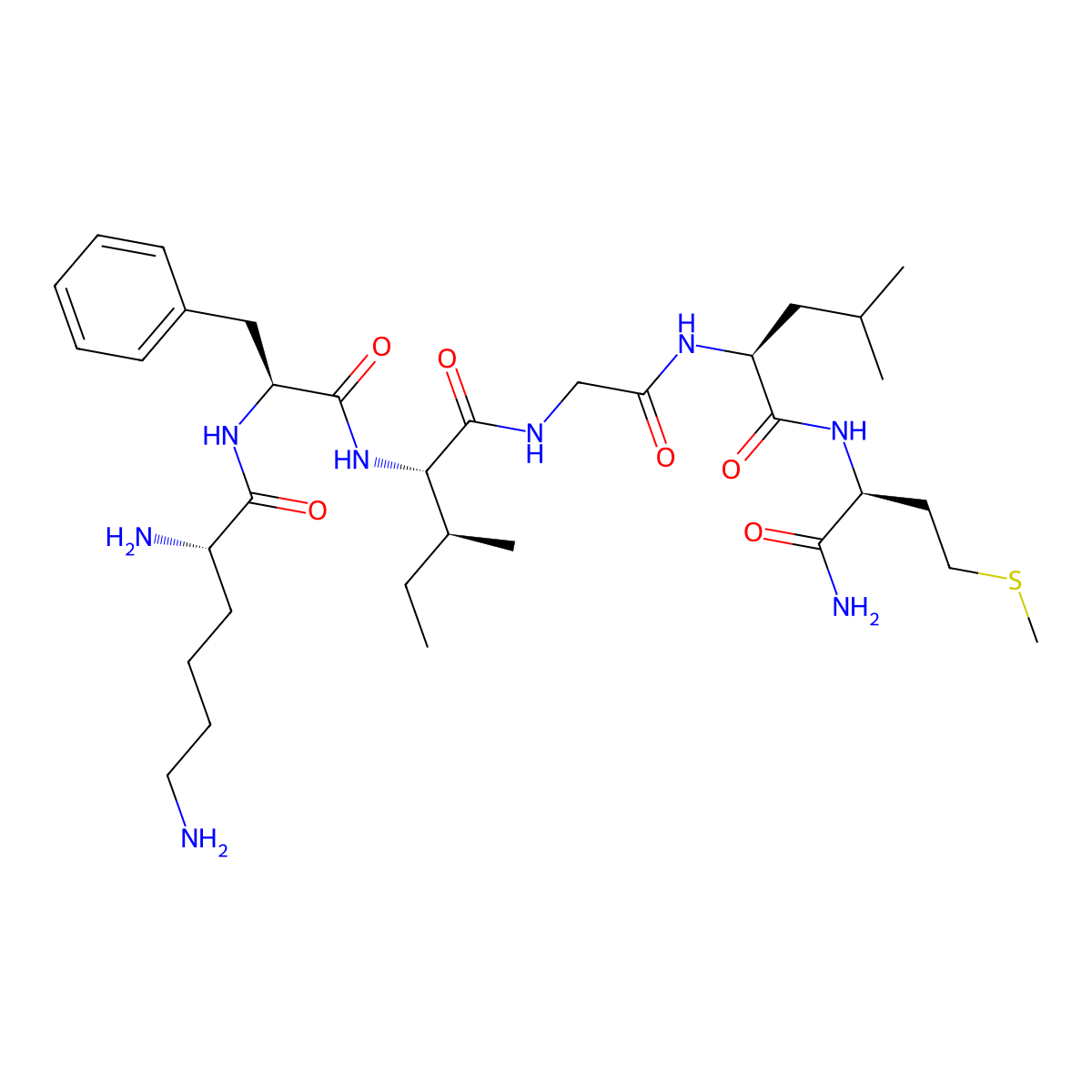 Lysyl-phenylalanyl-isoleucyl-glycyl-leucyl-methioninamide molecular structure, CAS 2990-43-4