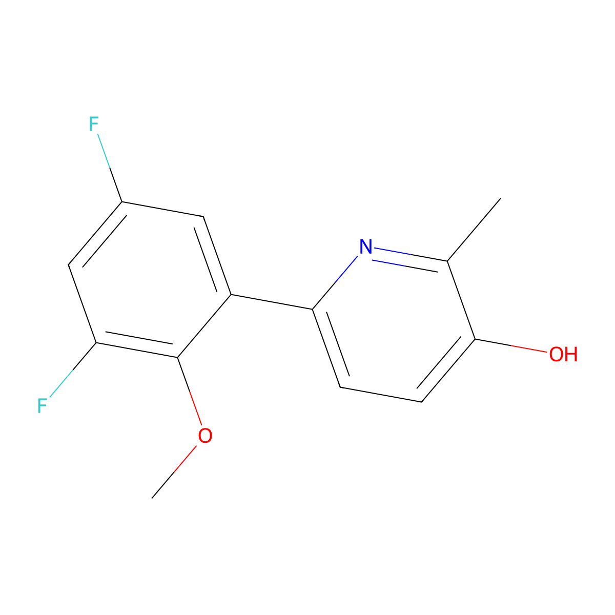 6-(3,5-Difluoro-2-methoxyphenyl)-2-methylpyridin-3-ol molecular structure, CAS 2990025-59-5