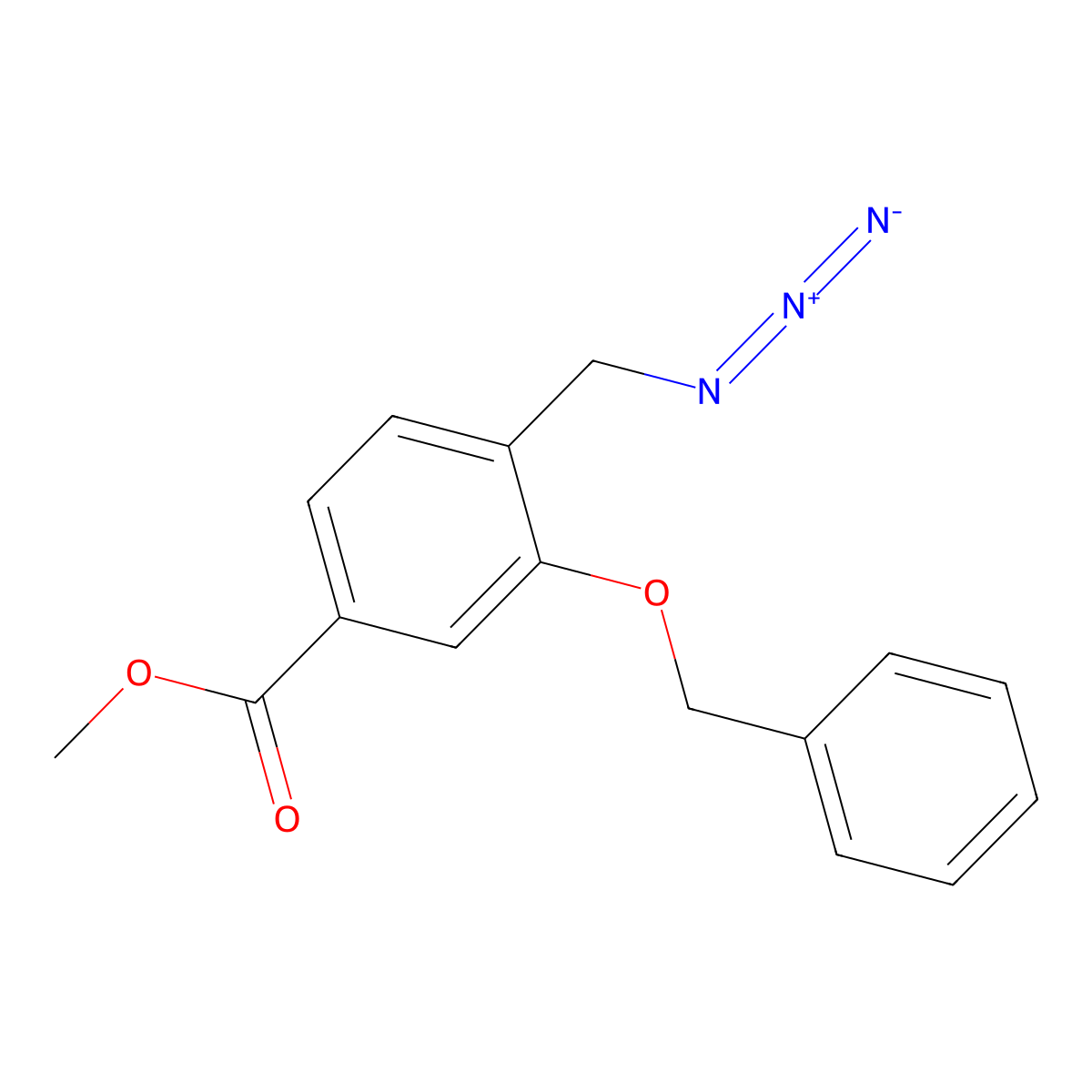 Methyl 4-(azidomethyl)-3-(benzyloxy)benzoate molecular structure, CAS 2990059-24-8