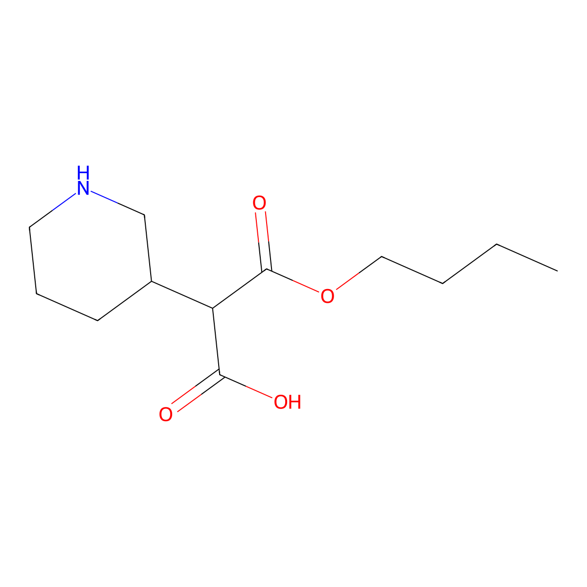 3-Butoxy-3-oxo-2-(piperidin-3-yl)propanoic acid molecular structure, CAS 2990077-87-5
