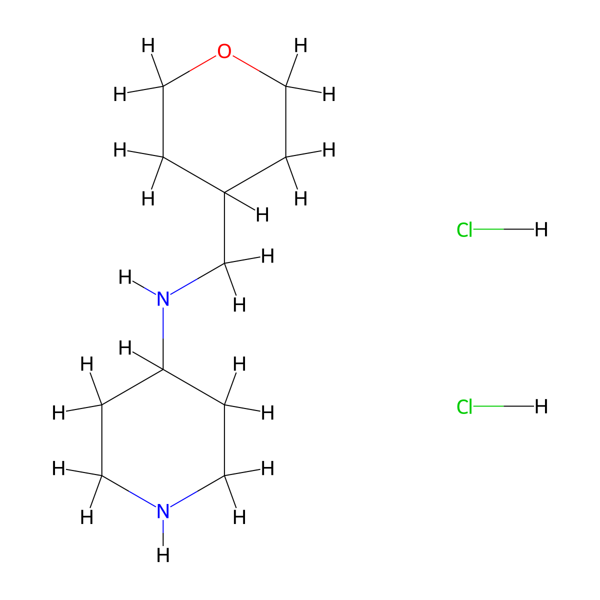 N-[(oxan-4-yl)methyl]piperidin-4-amine dihydrochloride molecular structure, CAS 2990091-10-4