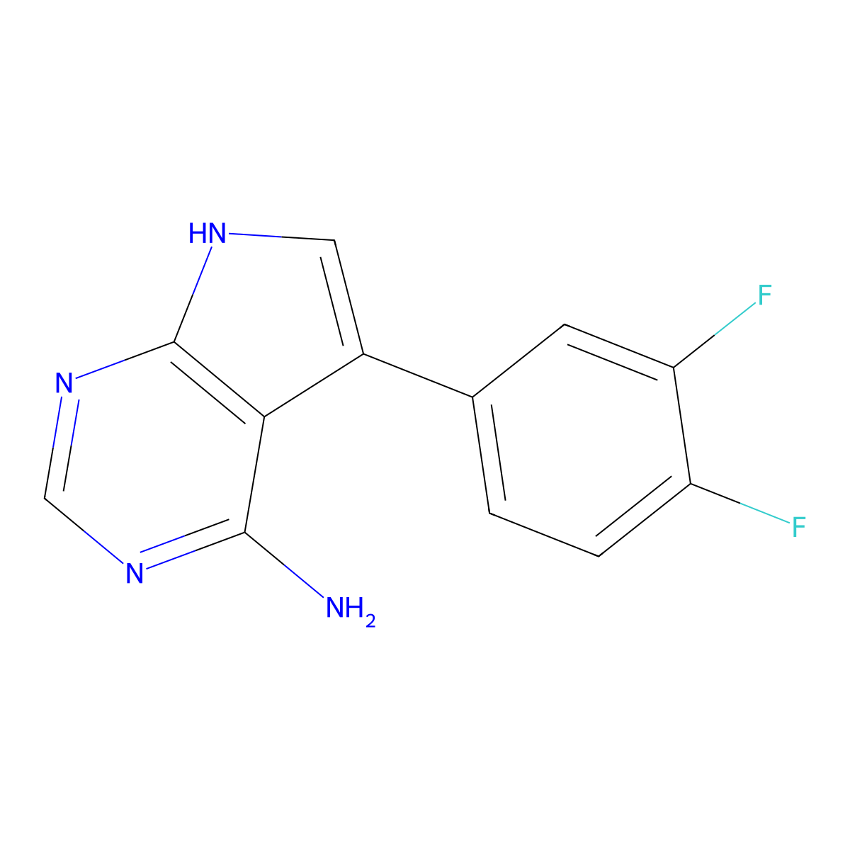5-(3,4-Difluorophenyl)-7H-pyrrolo[2,3-d]pyrimidin-4-amine molecular structure, CAS 2990092-63-0