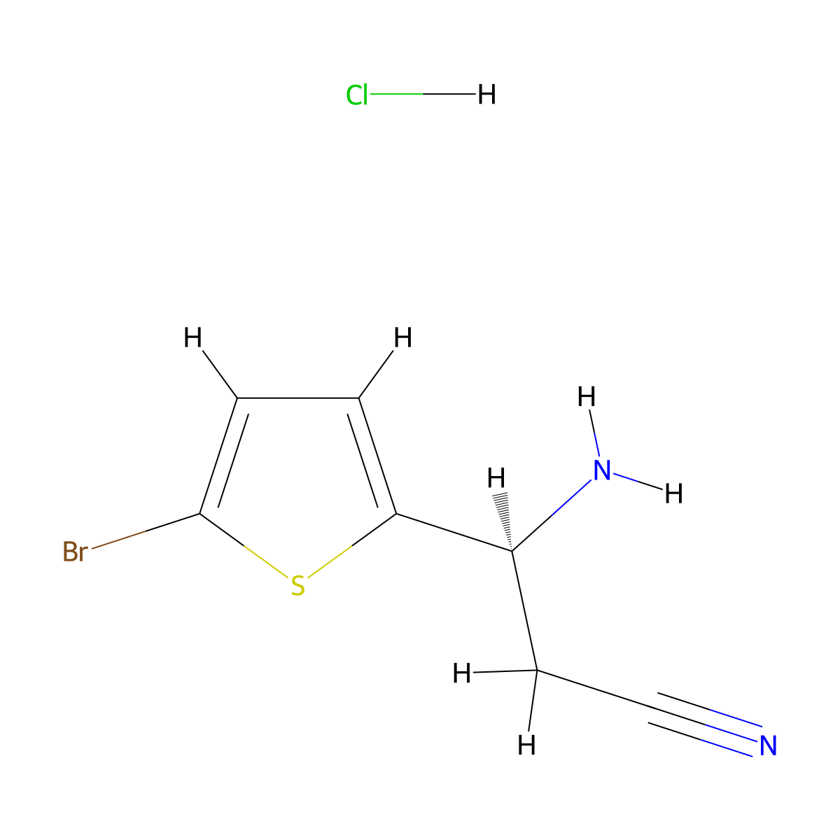 (3S)-3-Amino-3-(5-bromothiophen-2-YL)propanenitrile hydrochloride molecular structure, CAS 2990095-05-9