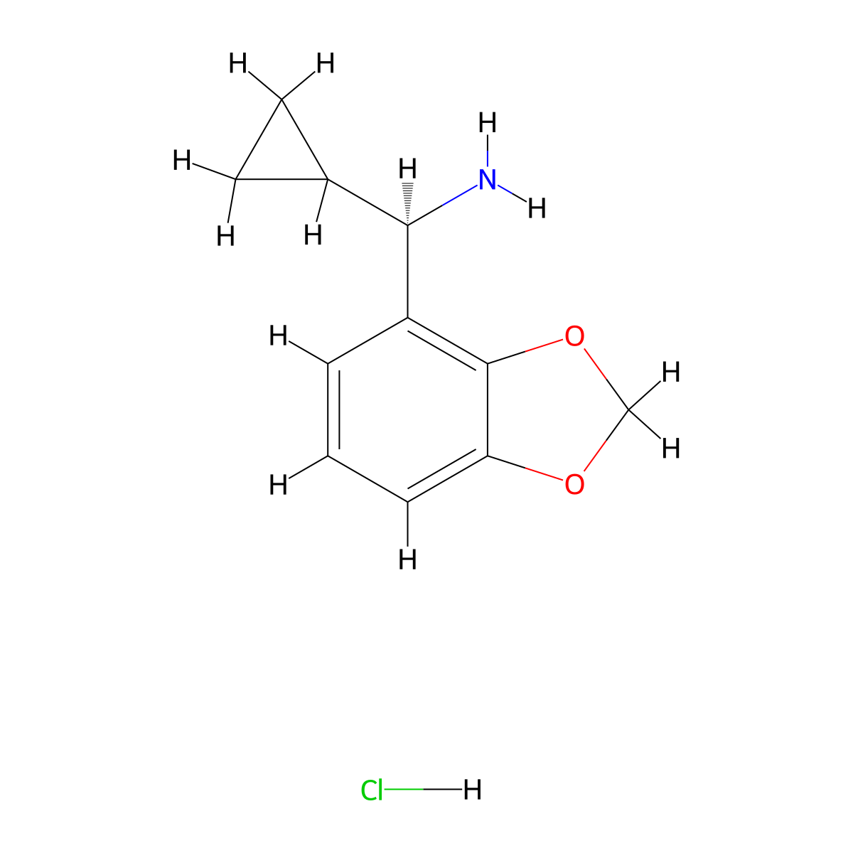 (r)-Benzo[d][1,3]dioxol-4-yl(cyclopropyl)methanamine hydrochloride molecular structure, CAS 2990096-77-8