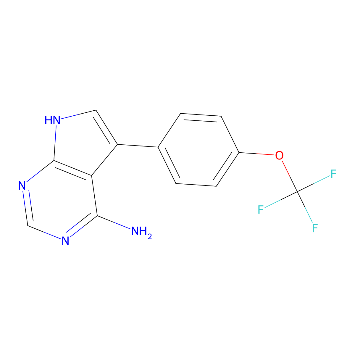 5-(4-(Trifluoromethoxy)phenyl)-7H-pyrrolo[2,3-d]pyrimidin-4-amine molecular structure, CAS 2990108-70-6