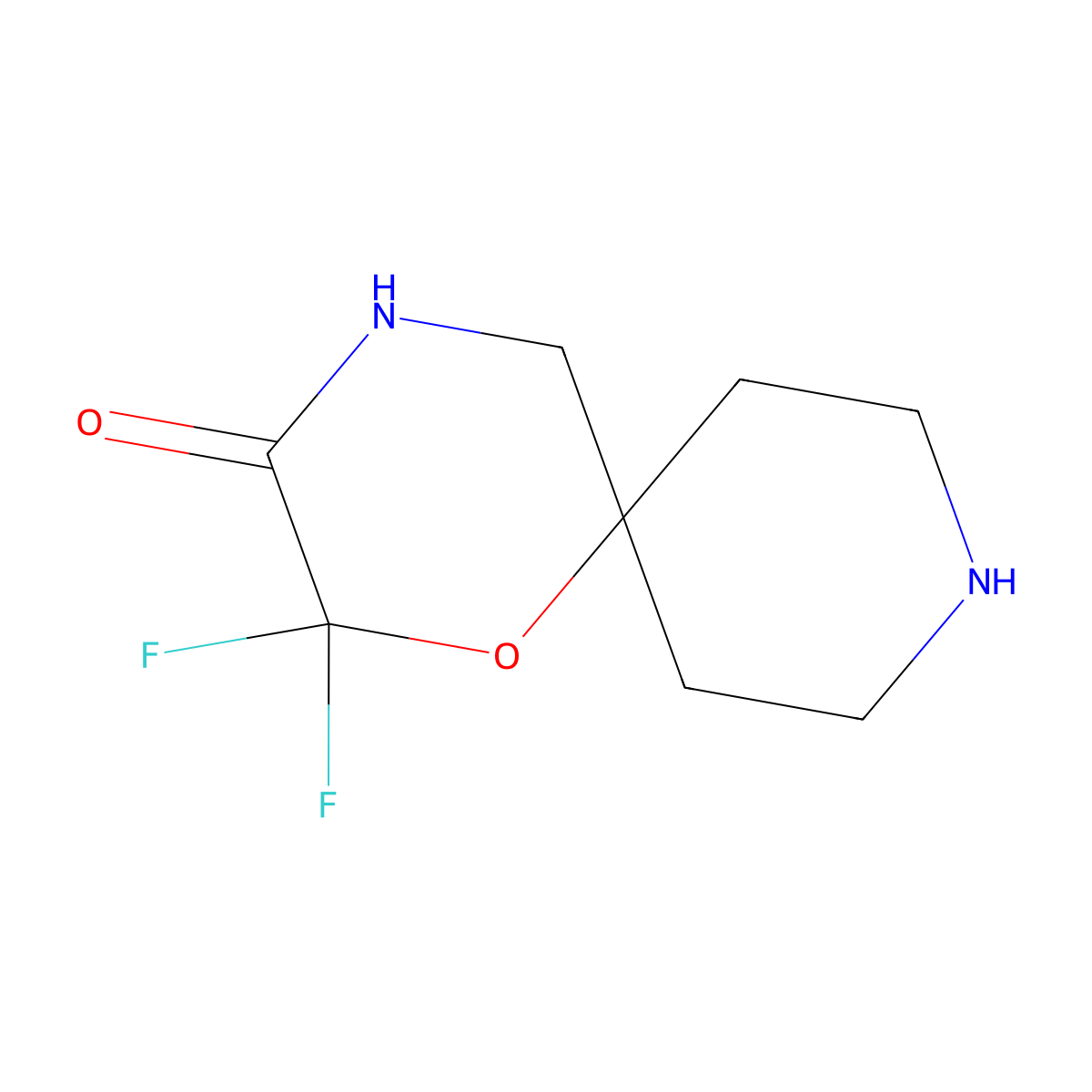 2,2-Difluoro-1-oxa-4,9-diazaspiro[5.5]undecan-3-one molecular structure, CAS 2990146-74-0