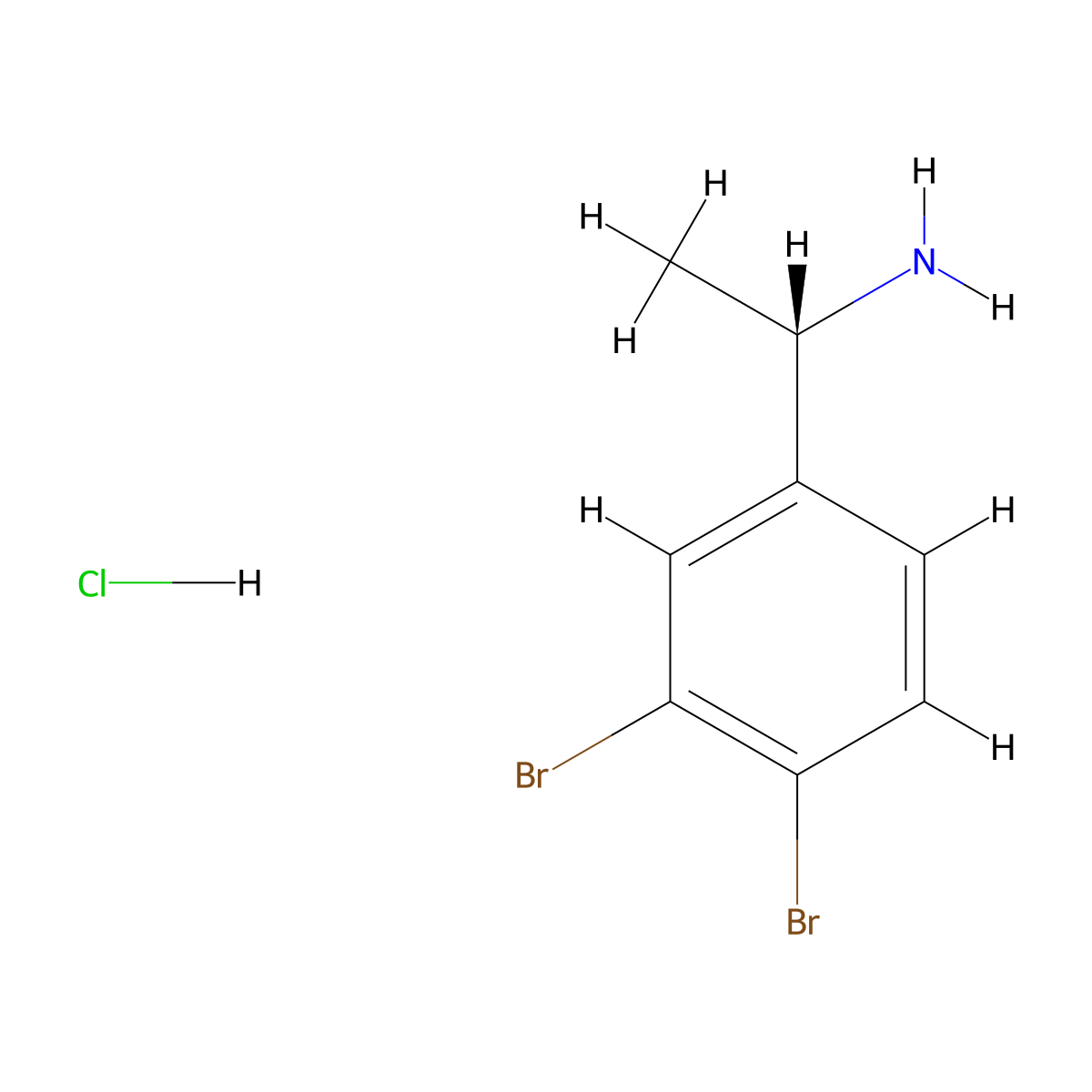 (1S)-1-(3,4-dibromophenyl)ethan-1-amine hydrochloride molecular structure, CAS 2990181-57-0