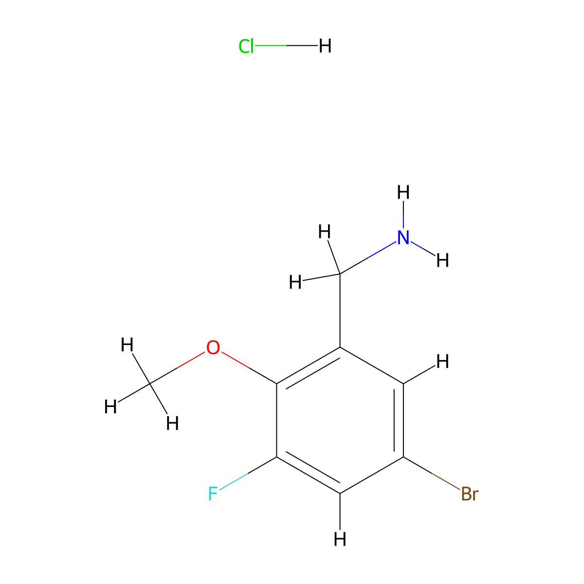 1-(5-Bromo-3-fluoro-2-methoxyphenyl)methanamine hydrochloride molecular structure, CAS 2990182-16-4