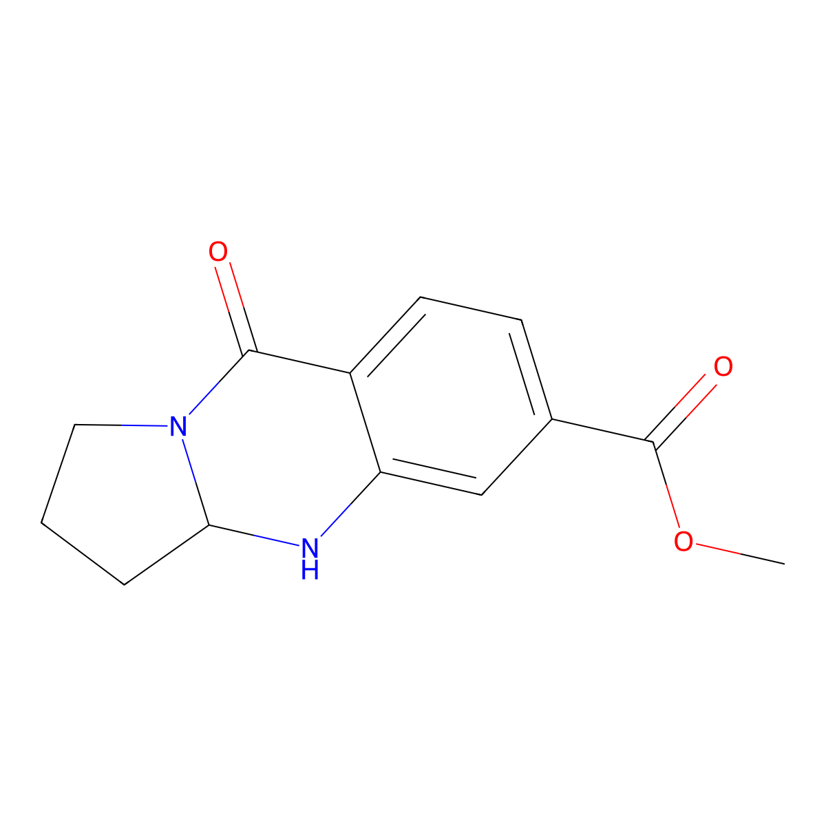 methyl 9-oxo-1H,2H,3H,3aH,4H,9H-pyrrolo[2,1-b]quinazoline-6-carboxylate molecular structure, CAS 2990211-45-3