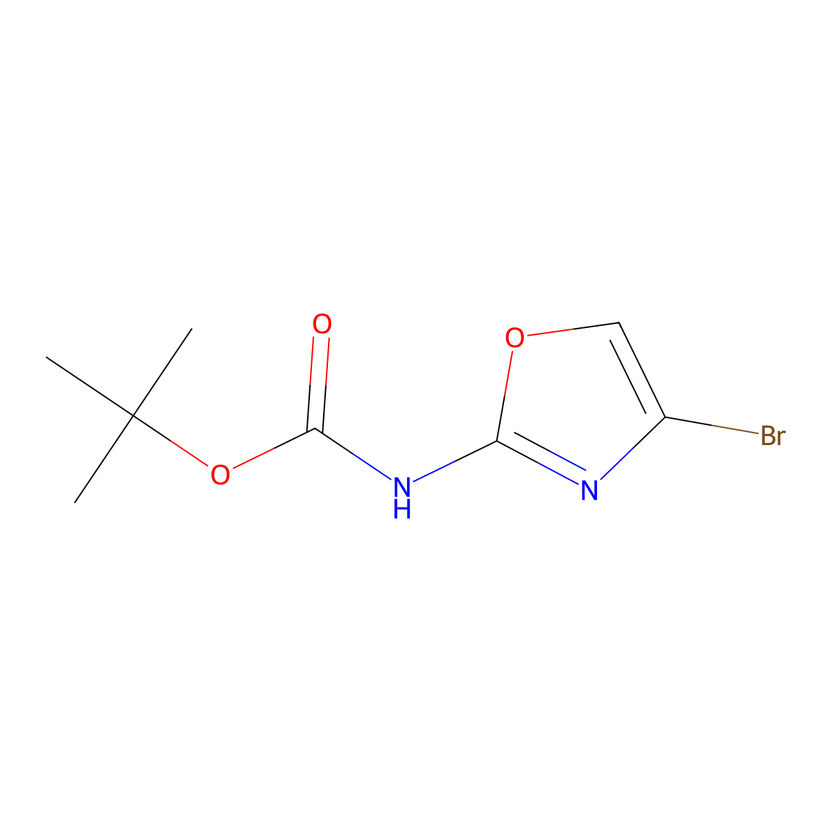 tert-butyl N-(4-bromo-1,3-oxazol-2-yl)carbamate molecular structure, CAS 2990335-58-3