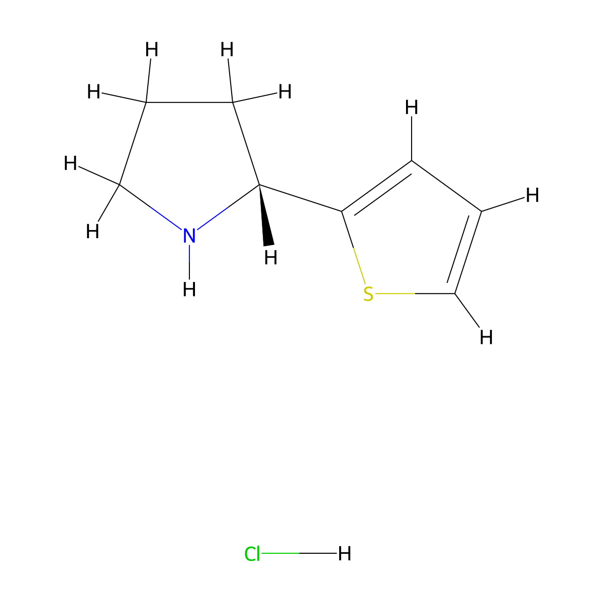 (2R)-2-(thiophen-2-yl)pyrrolidine hydrochloride molecular structure, CAS 2990337-66-9