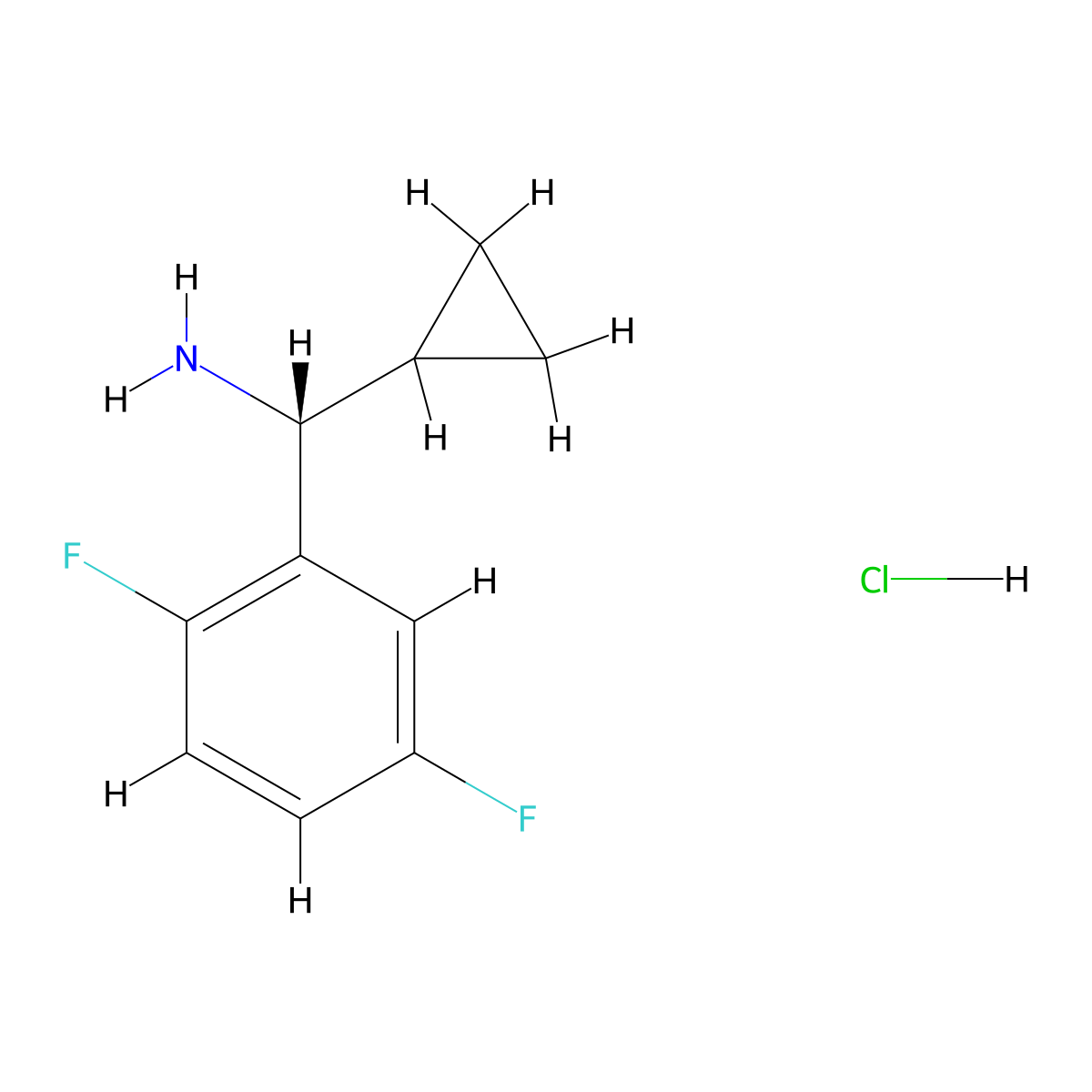 (R)-Cyclopropyl(2,5-difluorophenyl)methanamine hydrochloride molecular structure, CAS 2990372-68-2