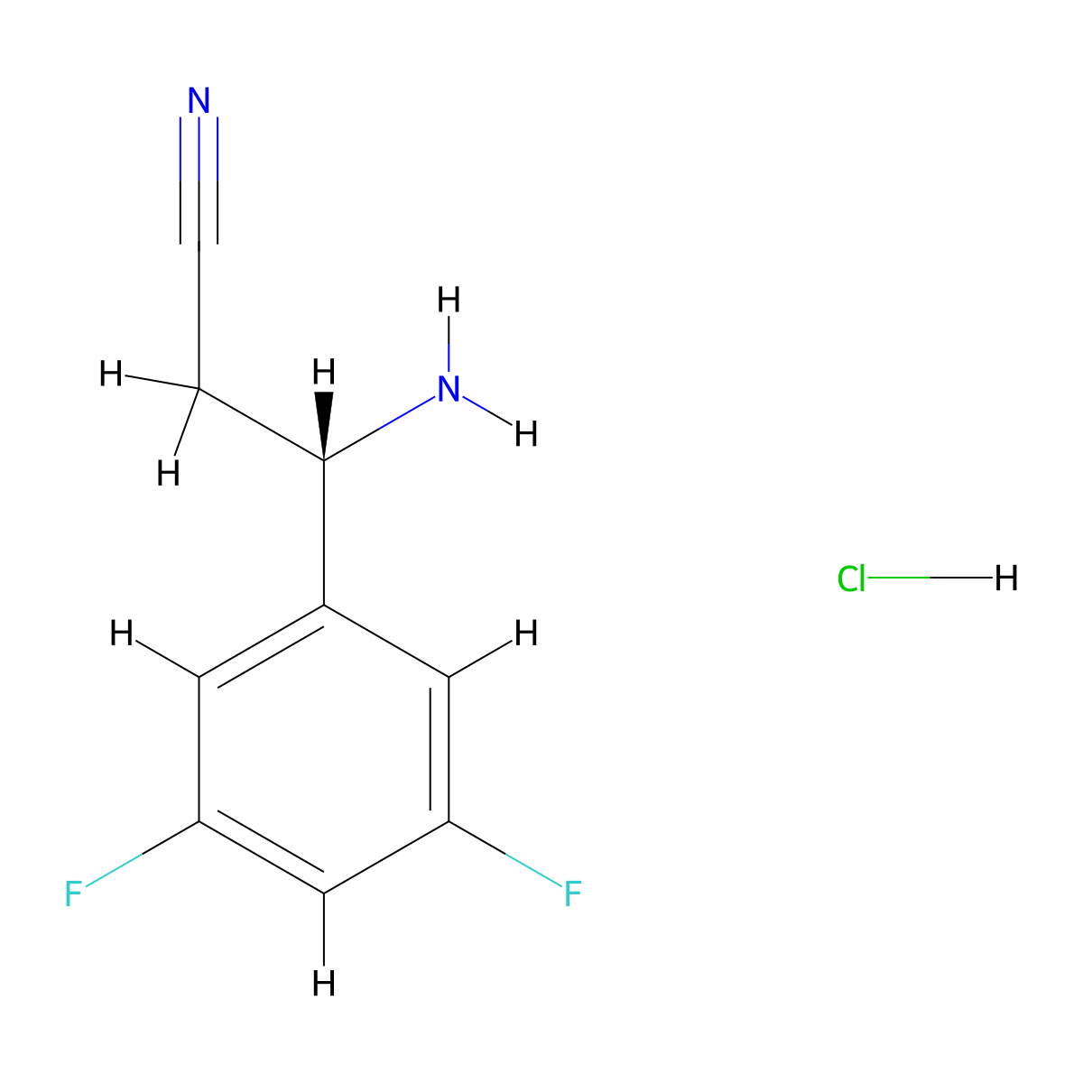 (S)-3-Amino-3-(3,5-difluorophenyl)propanenitrile hydrochloride molecular structure, CAS 2990374-58-6