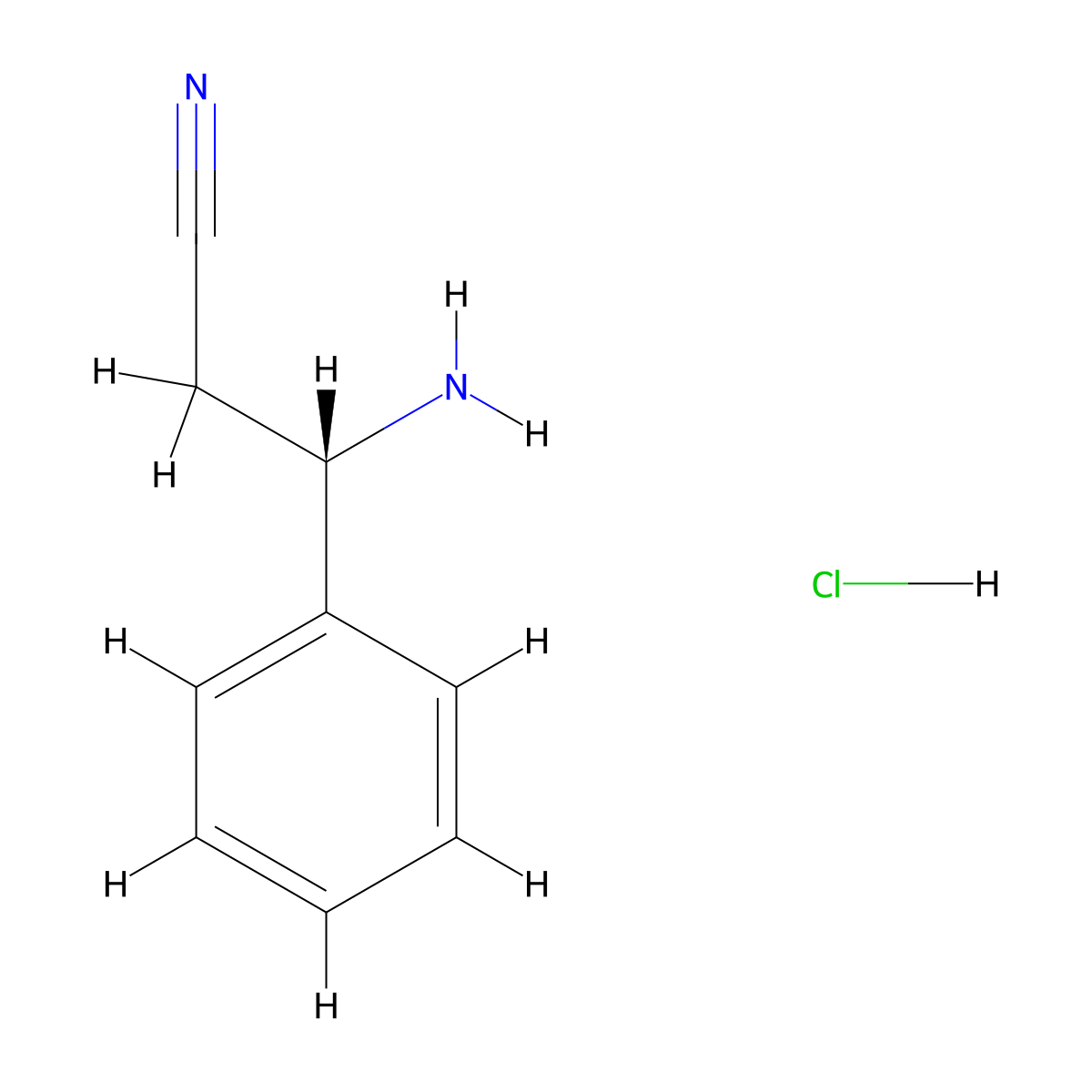 (3S)-3-amino-3-phenylpropanenitrile;hydrochloride molecular structure, CAS 2990394-64-2