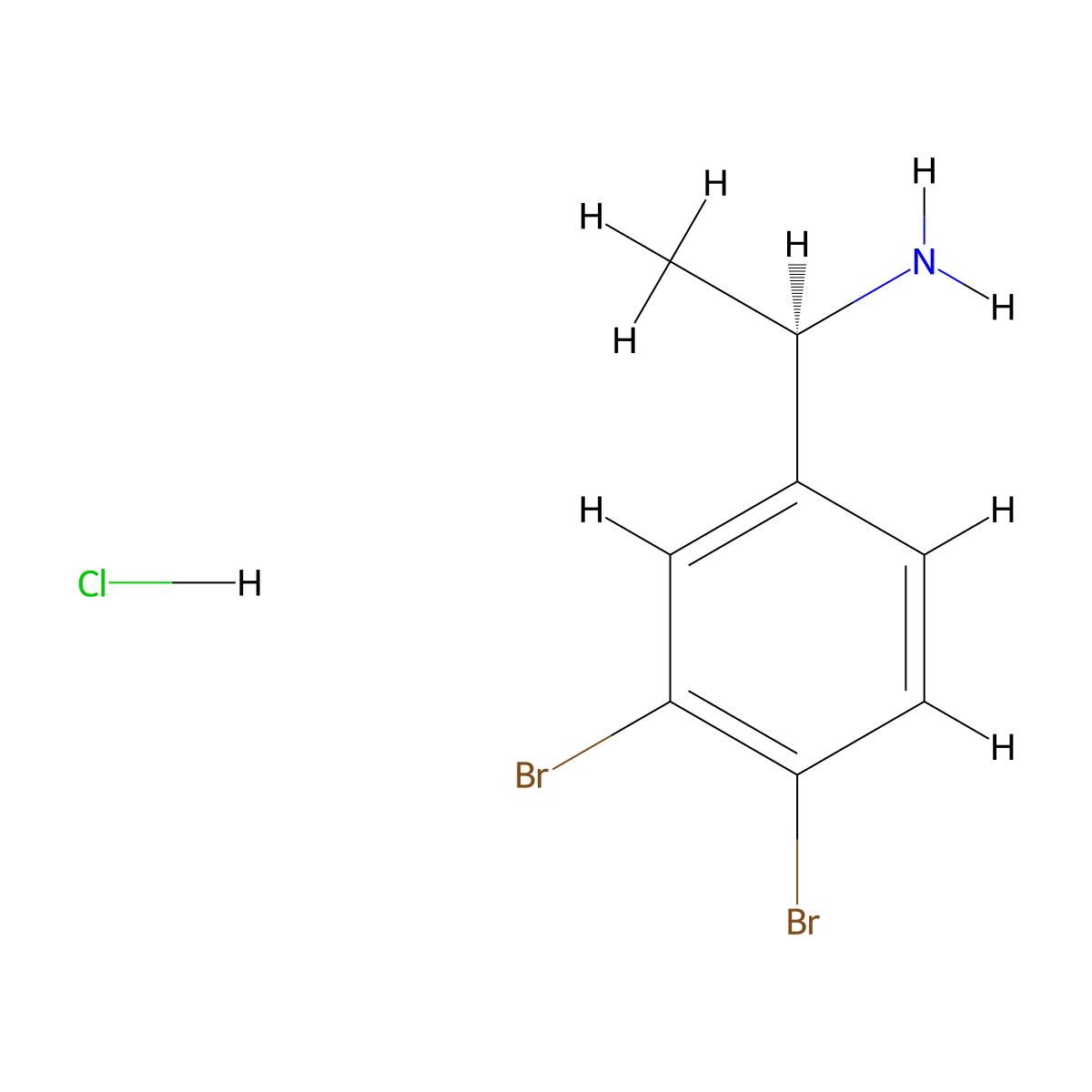 (1R)-1-(3,4-dibromophenyl)ethan-1-amine hydrochloride molecular structure, CAS 2990404-59-4