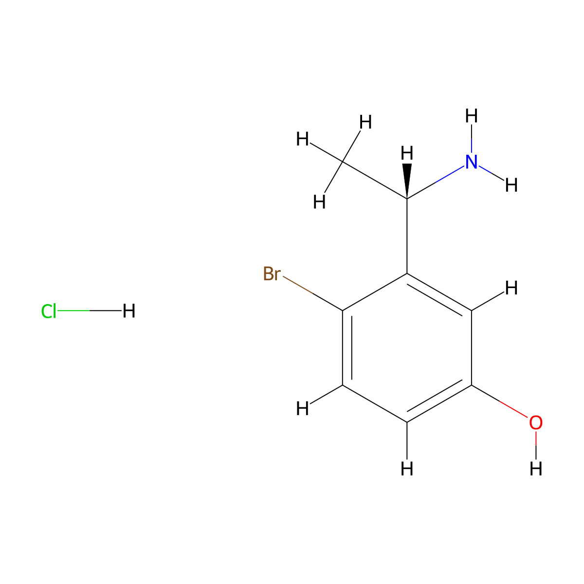 3-[(1S)-1-aminoethyl]-4-bromophenol;hydrochloride molecular structure, CAS 2990415-62-6