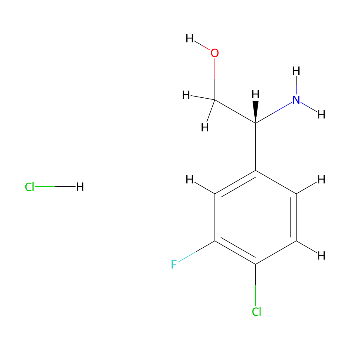 (2R)-2-amino-2-(4-chloro-3-fluorophenyl)ethan-1-ol hydrochloride molecular structure, CAS 2990460-70-1